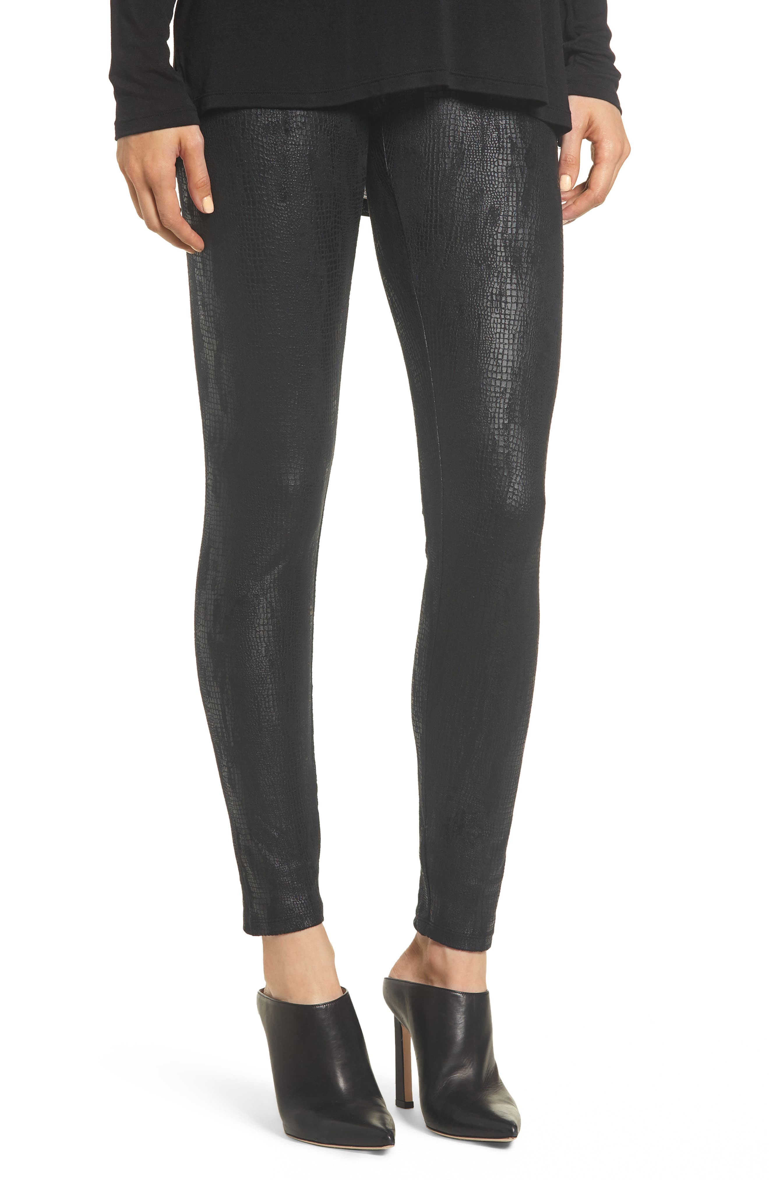 Yummie High Waist Faux Suede Leggings, Black