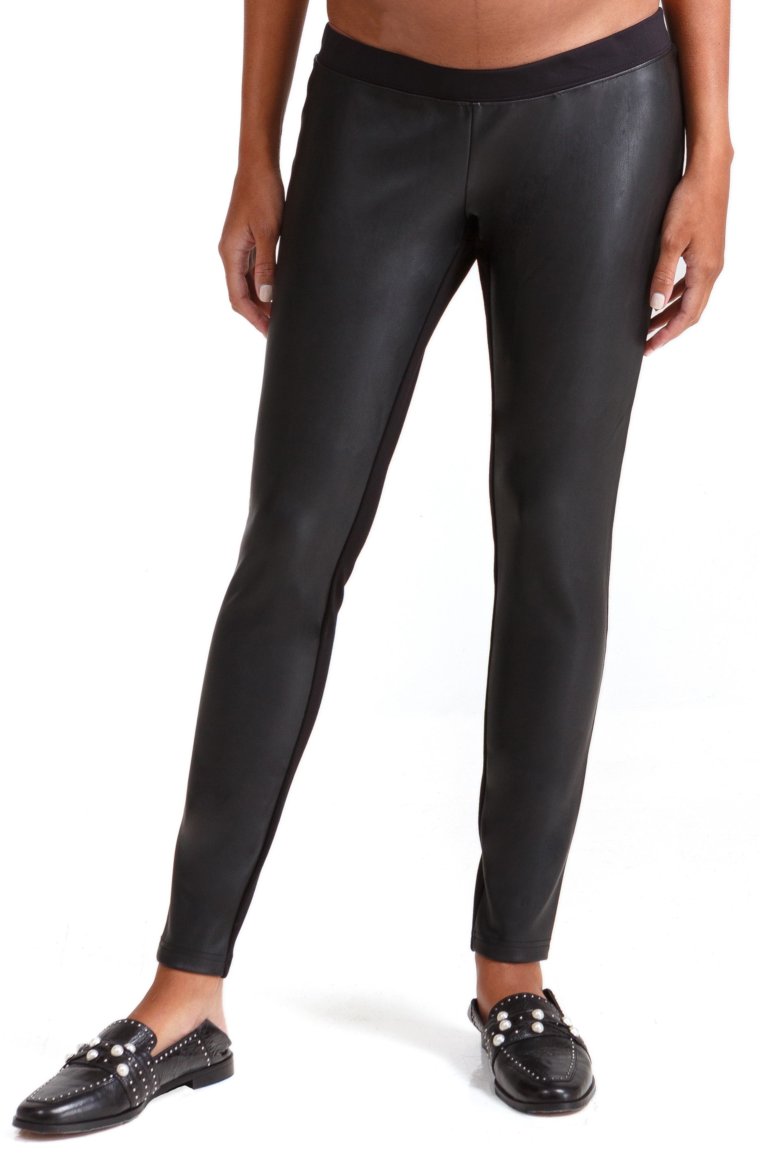 Ingrid & Isabel Under Belly Faux Leather Maternity Leggings, Black
