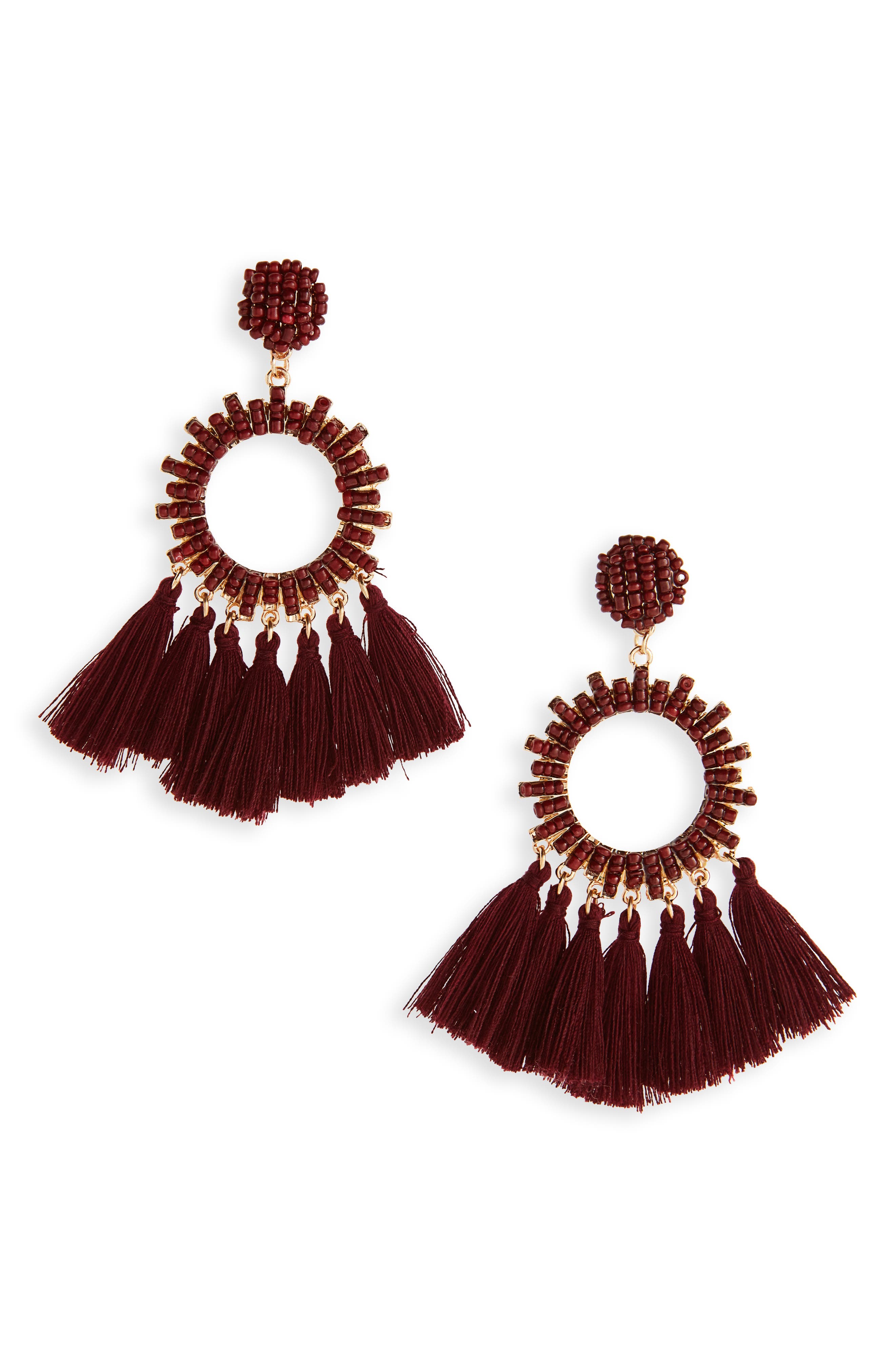 BP. Beaded Tassel Hoop Earrings Nordstrom