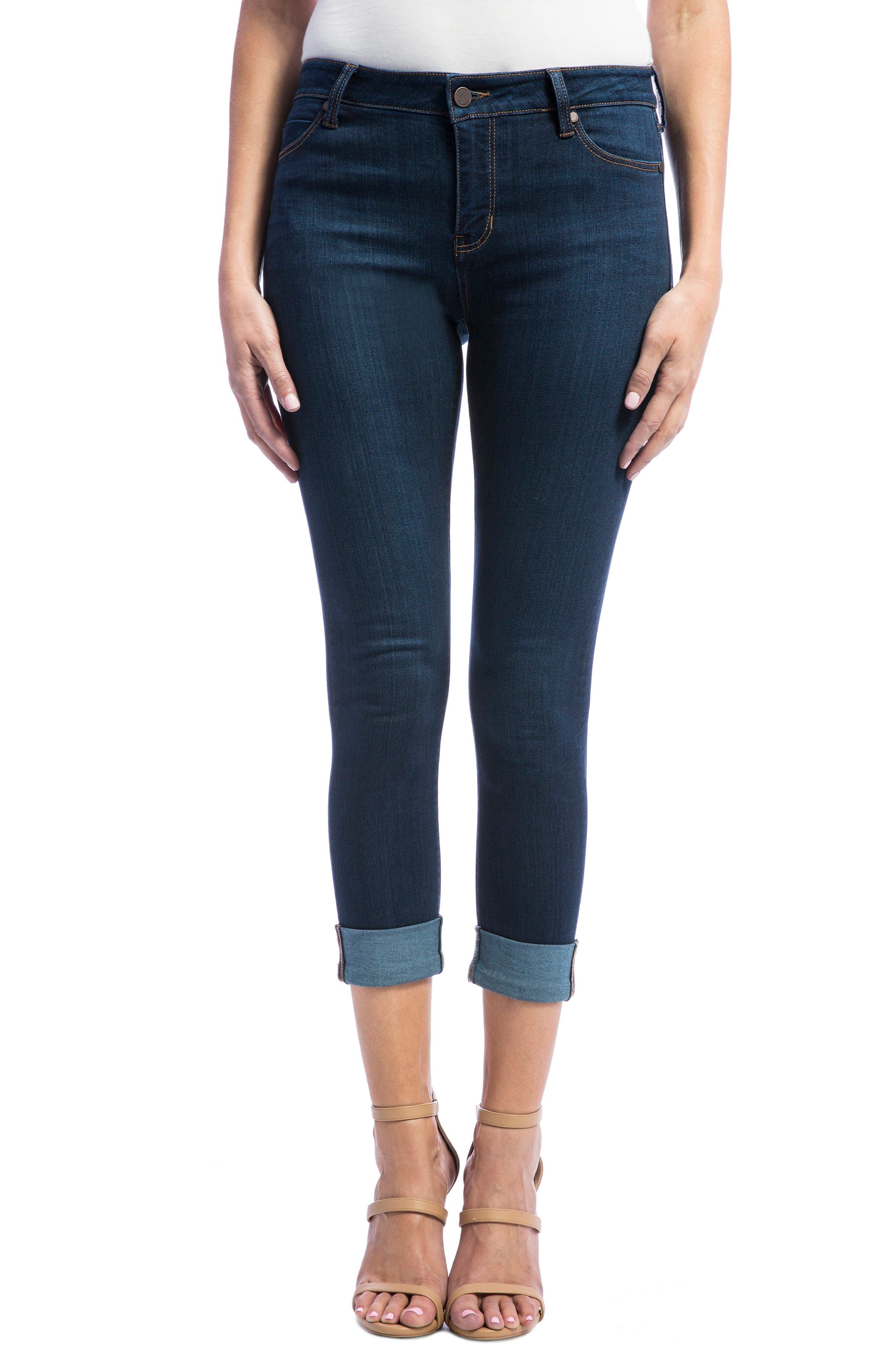 Liverpool Charlie Wide Cuff Capri Jeans, Blue