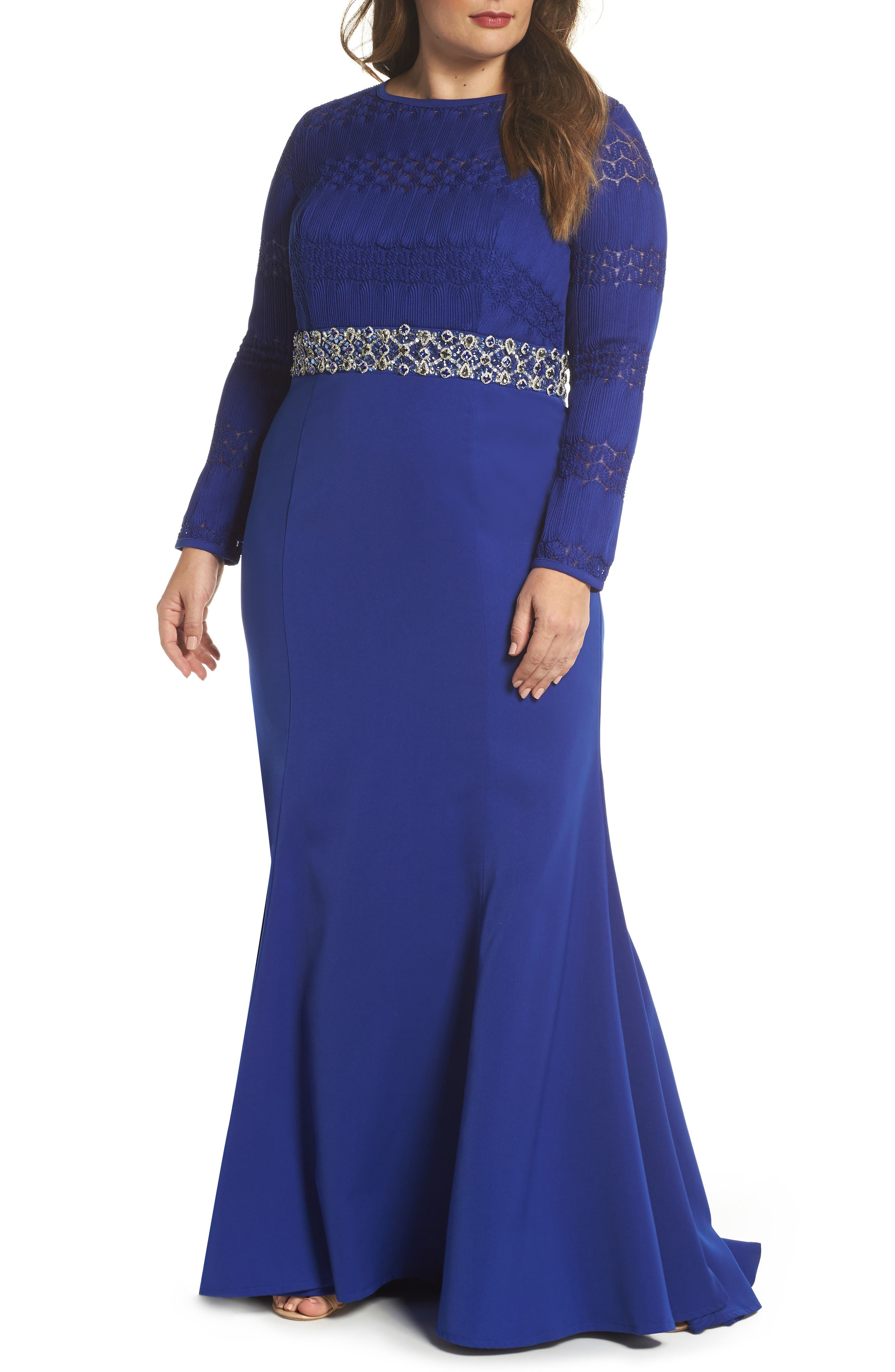 Plus Size MAC Duggal Embellished Gown, Blue