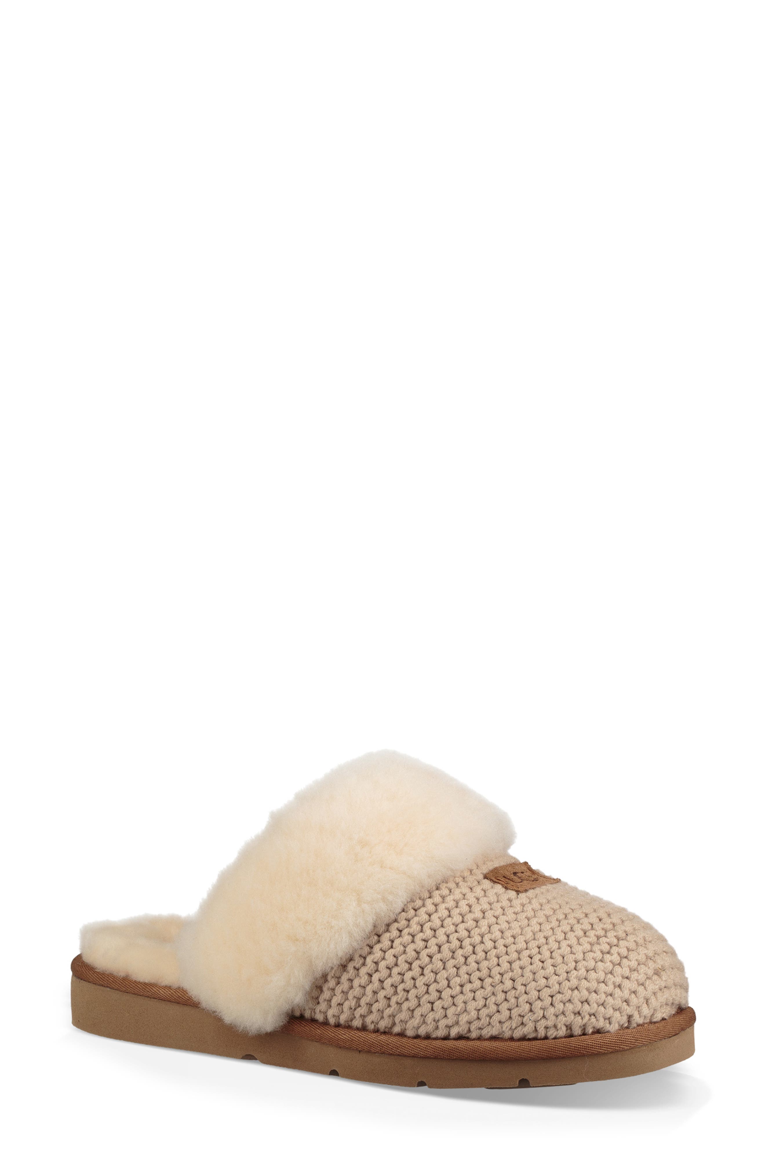Ugg Cozy Knit Genuine Shearling Slipper, Ivory