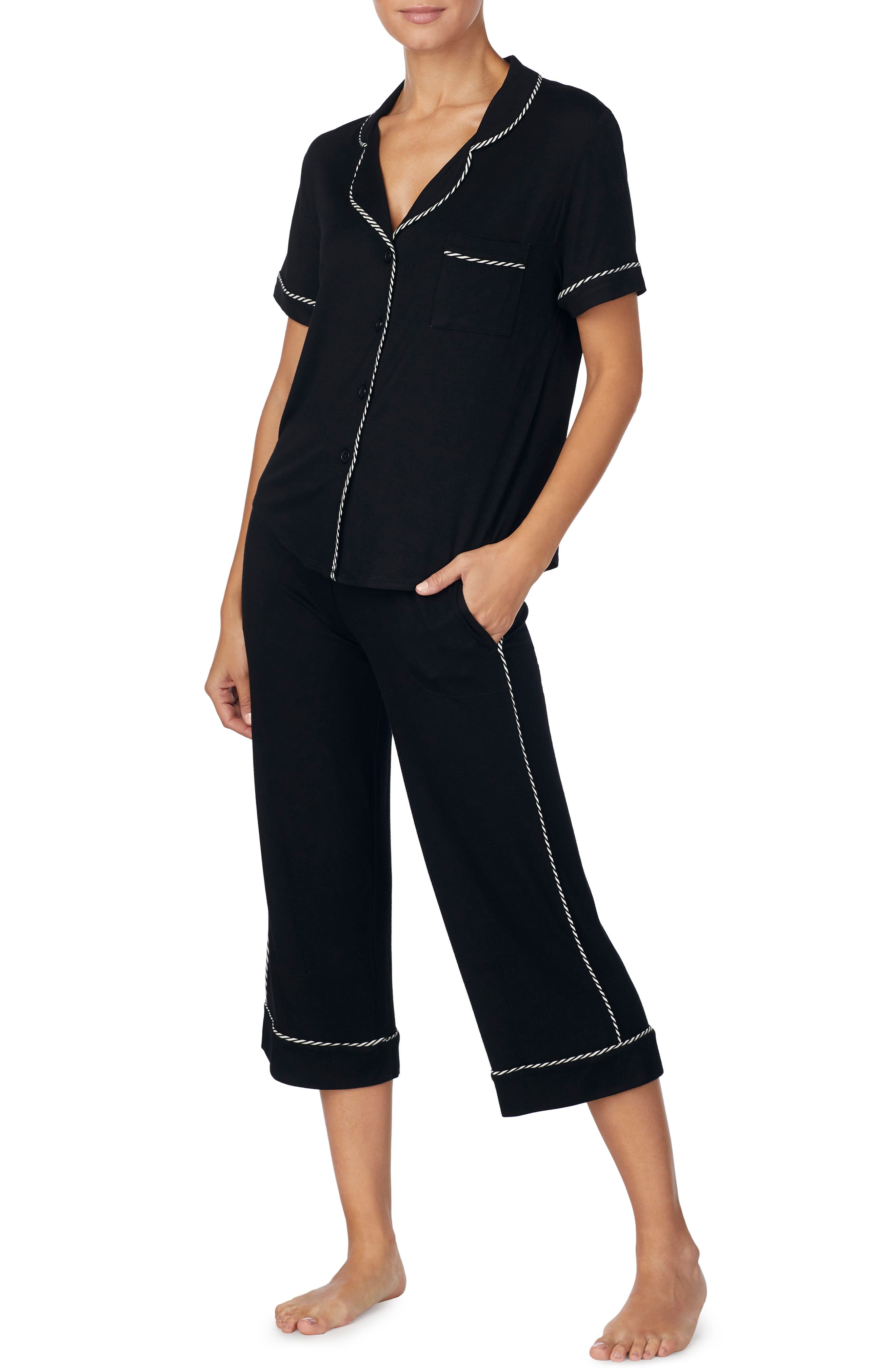 Room Service Crop Pajamas, Black