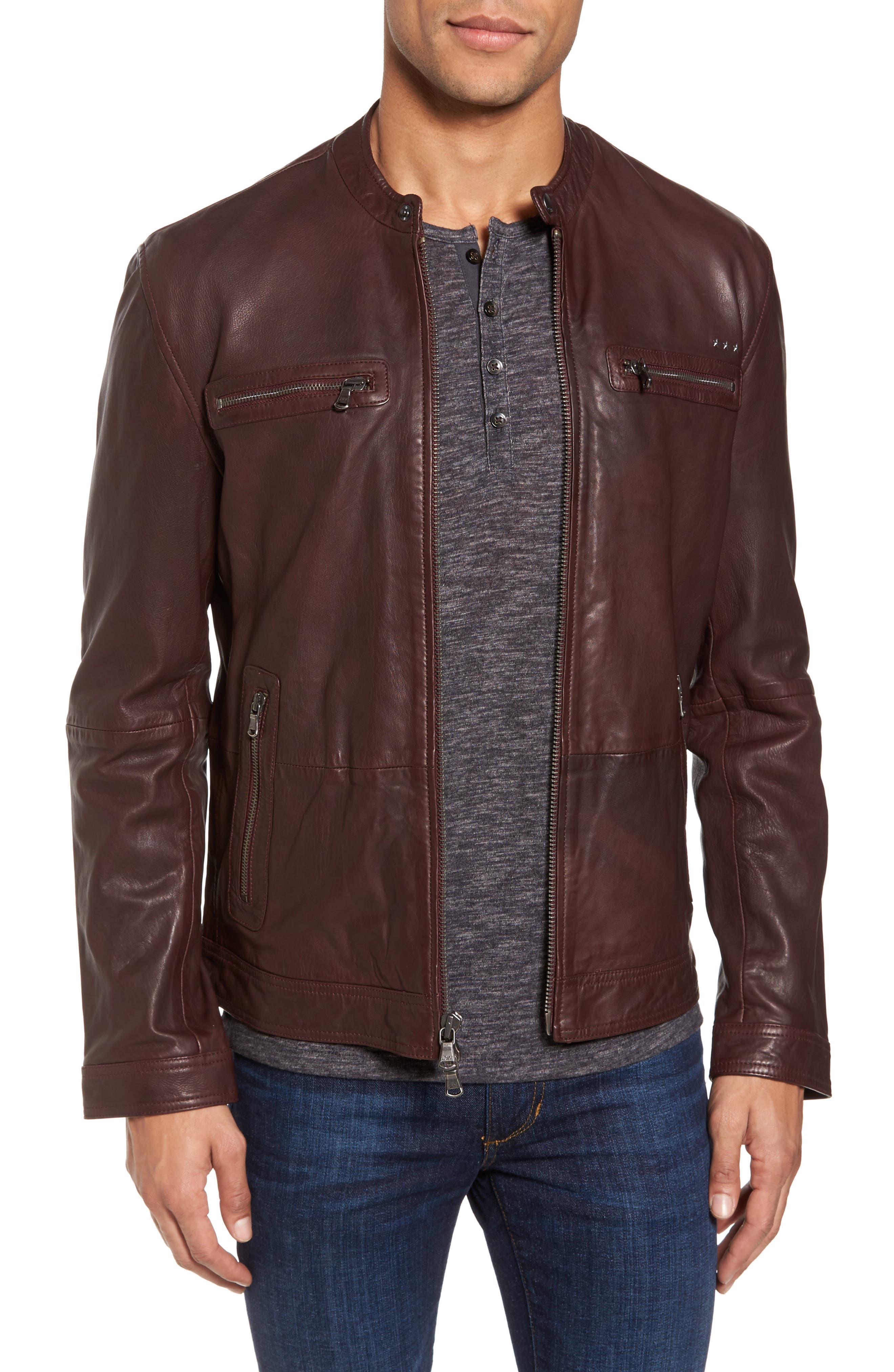 John Varvatos Star USA Leather Racer Jacket Nordstrom