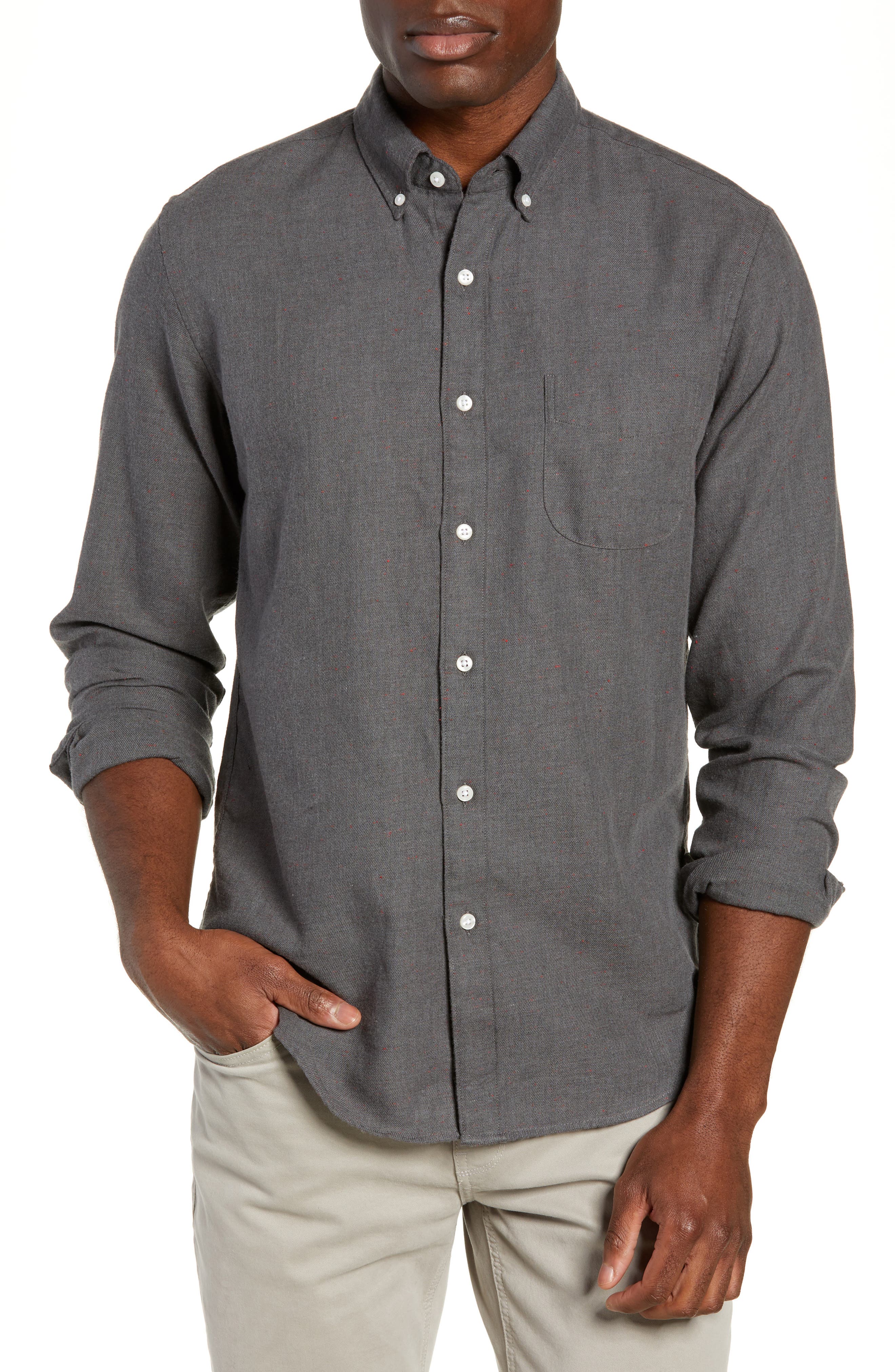J.crew Slim Fit Neppy Twill Sport Shirt, Grey