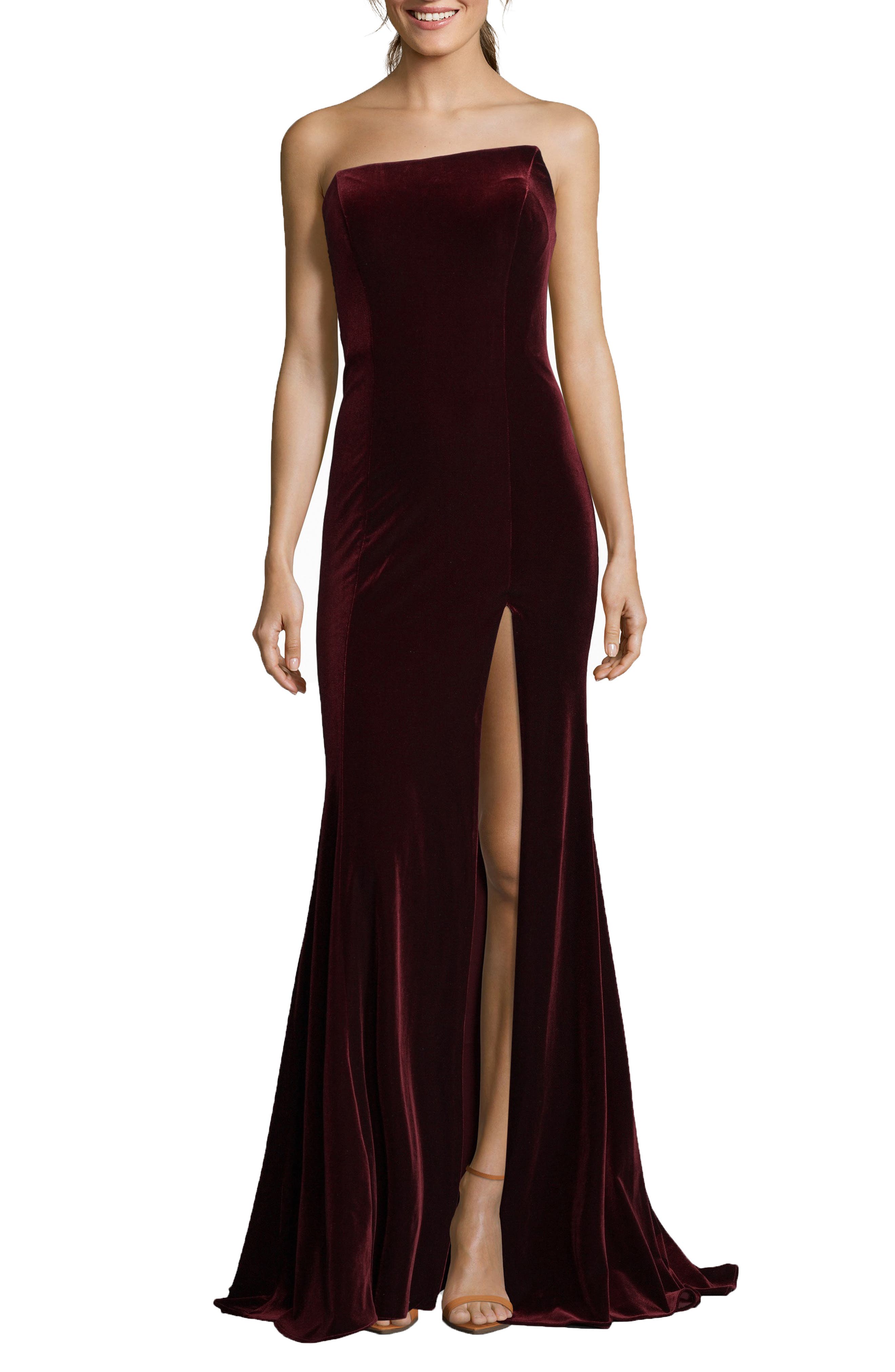 Xscape Strapless Velvet Gown
