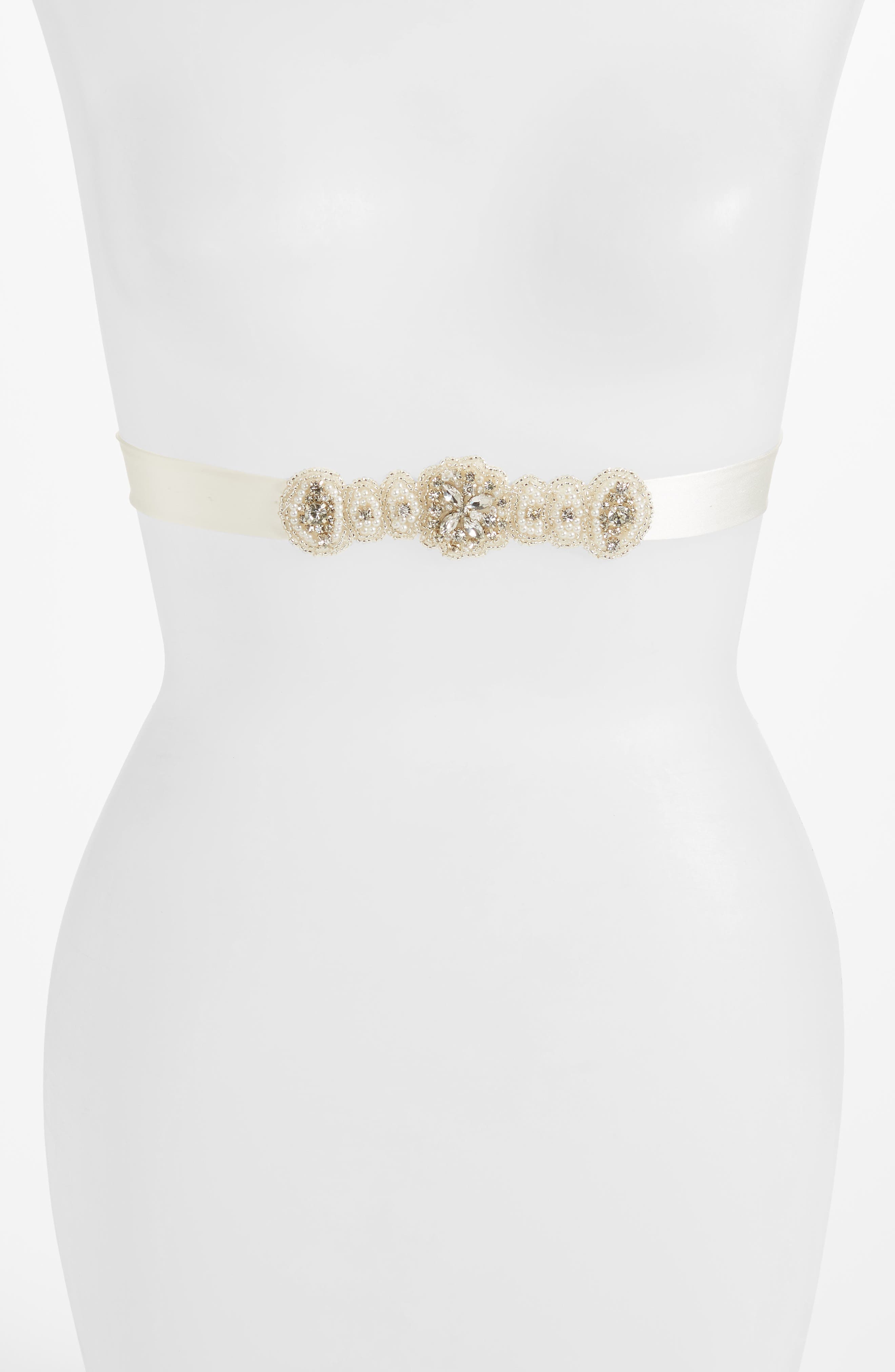 Tiffany Rose Aurelia Crystal Silk Sash, Size One Size - Ivory