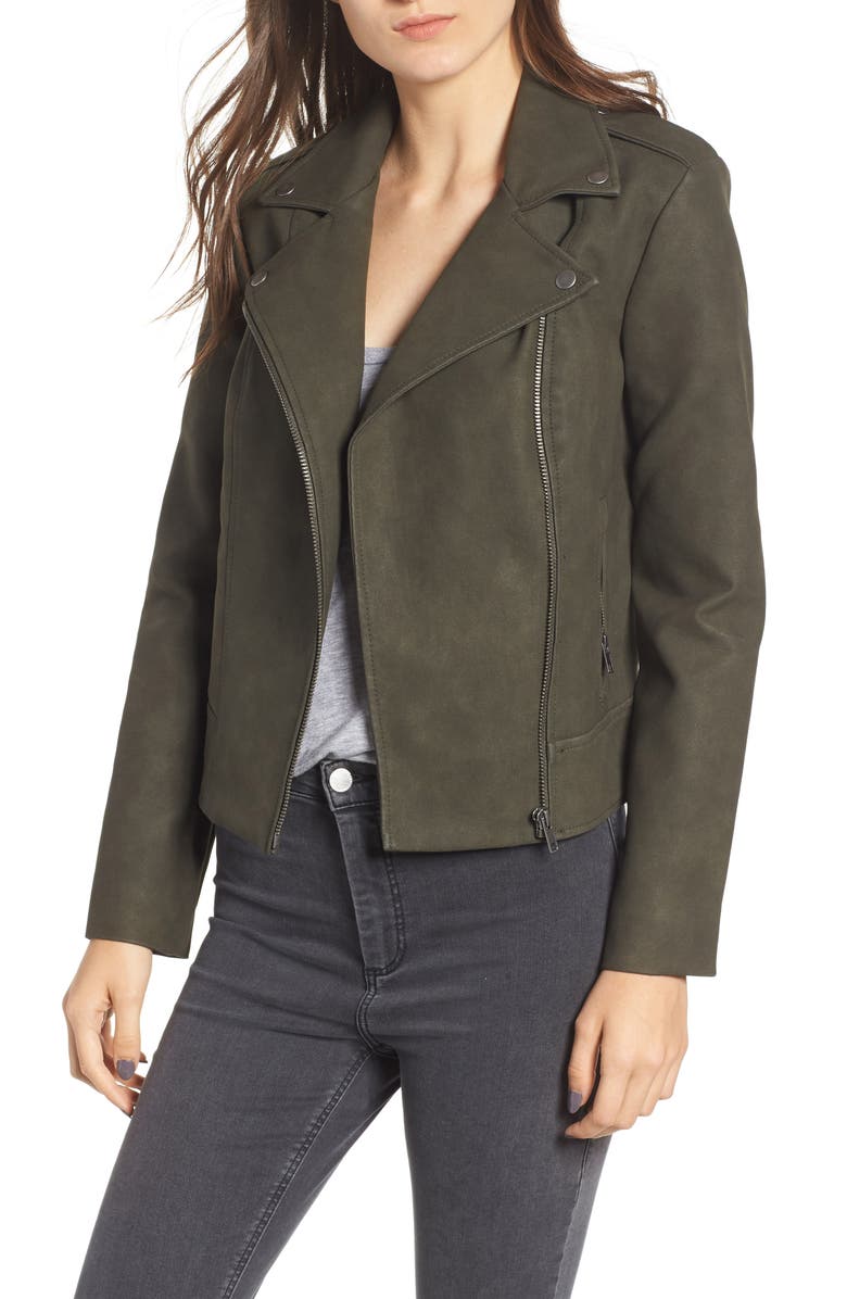 Bb Dakota Easy Rider Faux Leather Moto Jacket Nordstrom Bb Dakota Easy Rider Faux Leather Moto Jacket Main Color Green Moss