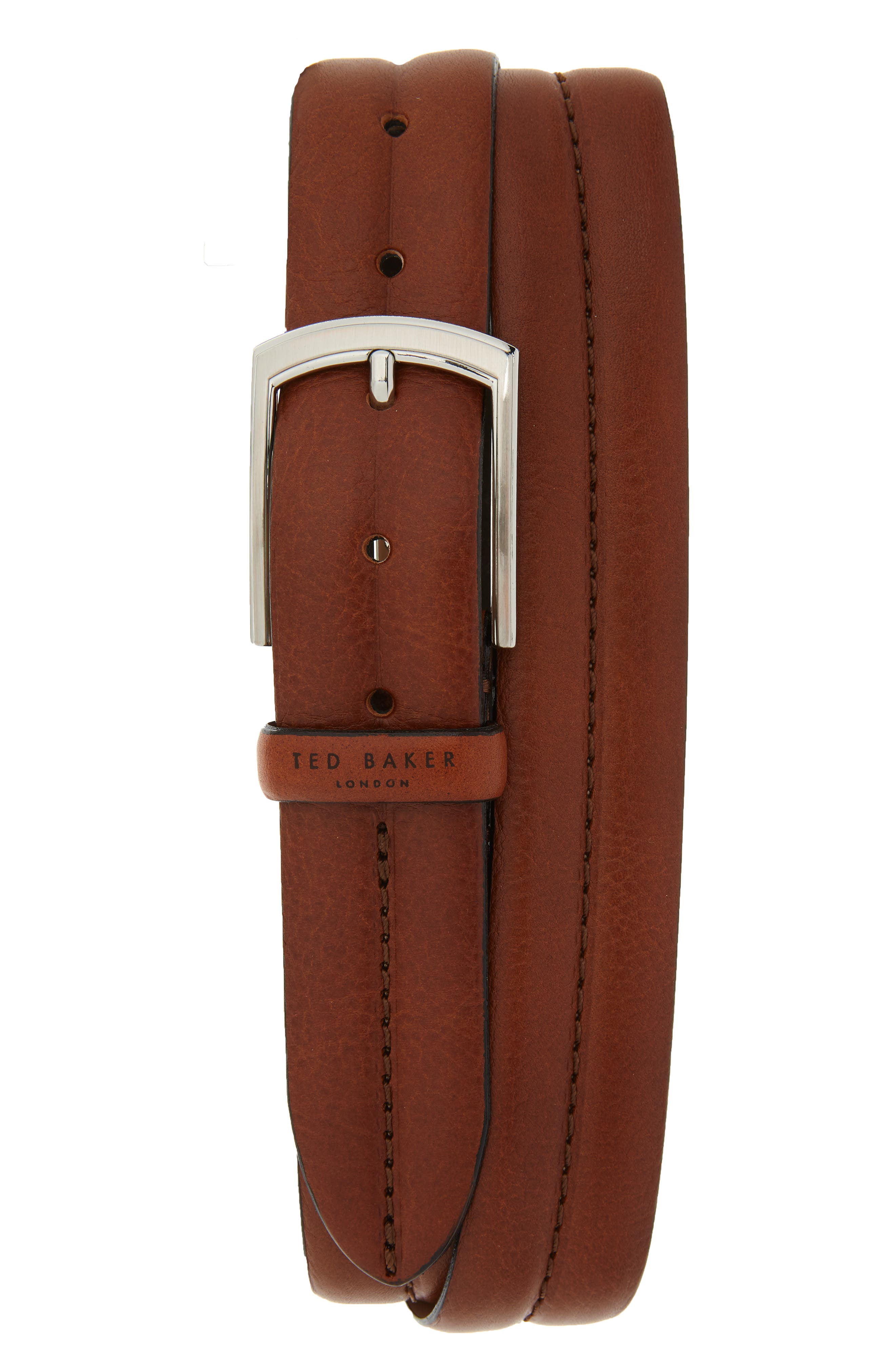Ted Baker London Stitched Leather Belt, Tan