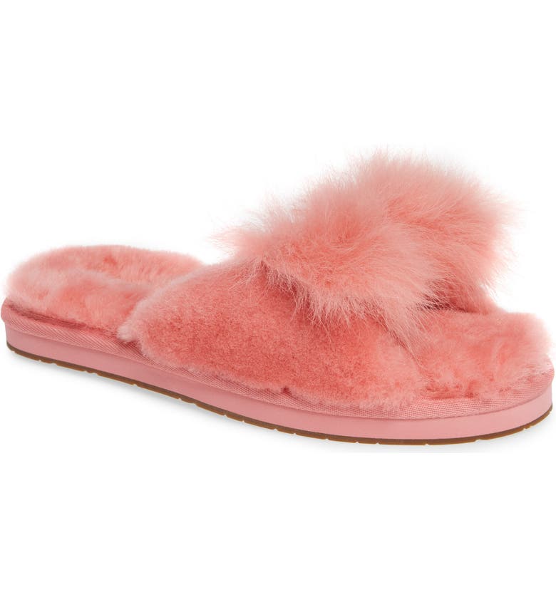 Mirabelle Genuine Shearling Slide Slipper,
Main,
color, LANTANA