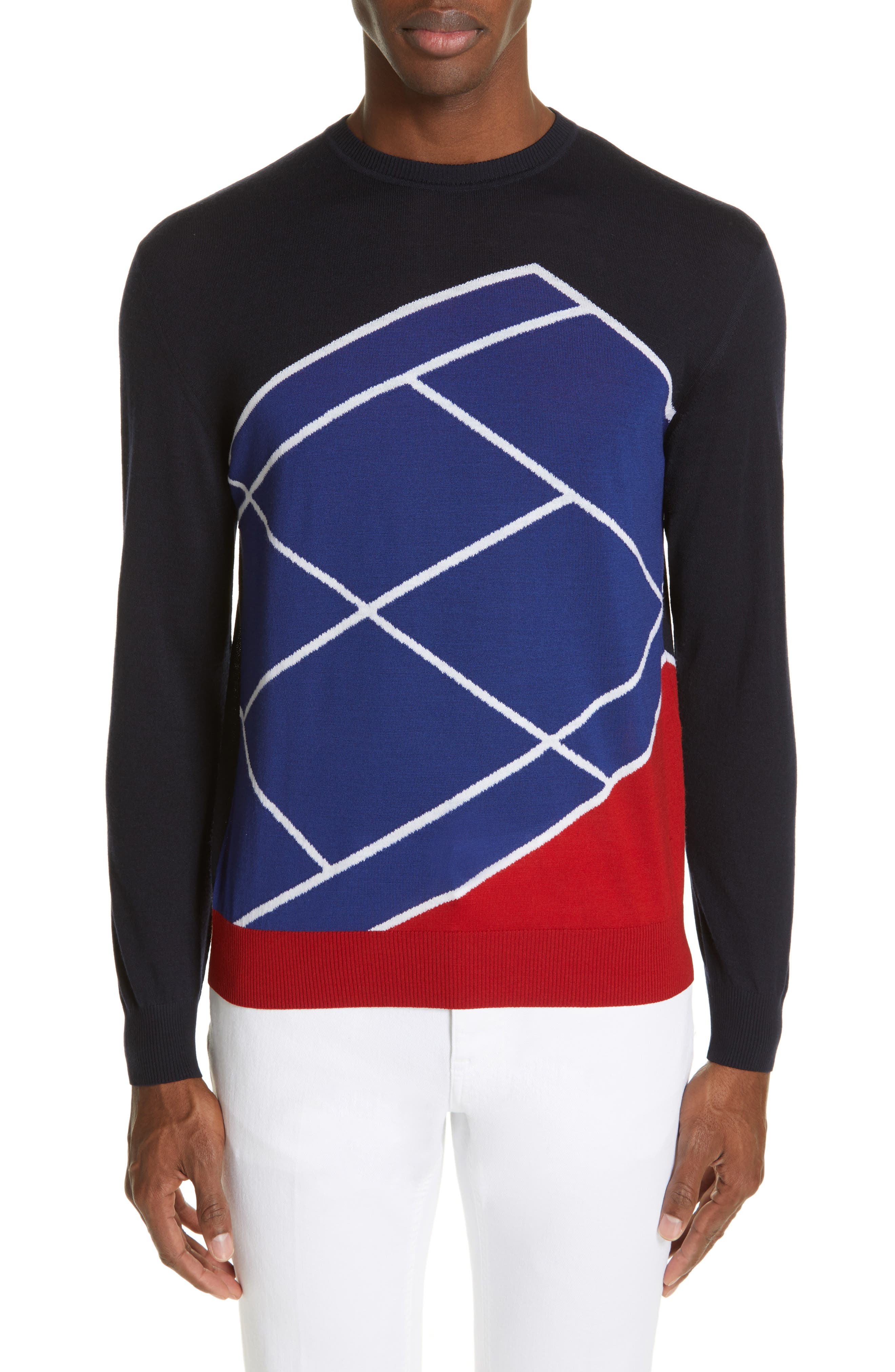 Z Zegna Techmerino(TM) Intarsia Extra Slim Fit Sweater, Blue