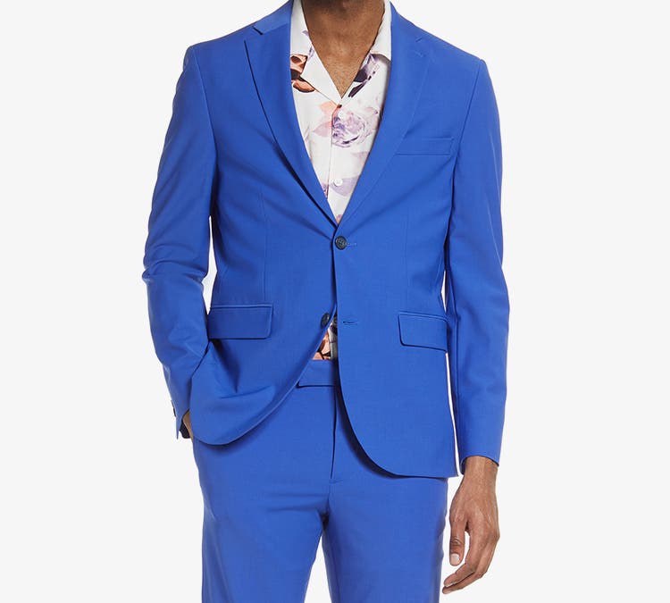 Tailored Blue Coat Women's Suits Sets Slim Fit Shawl Lapel Blazer