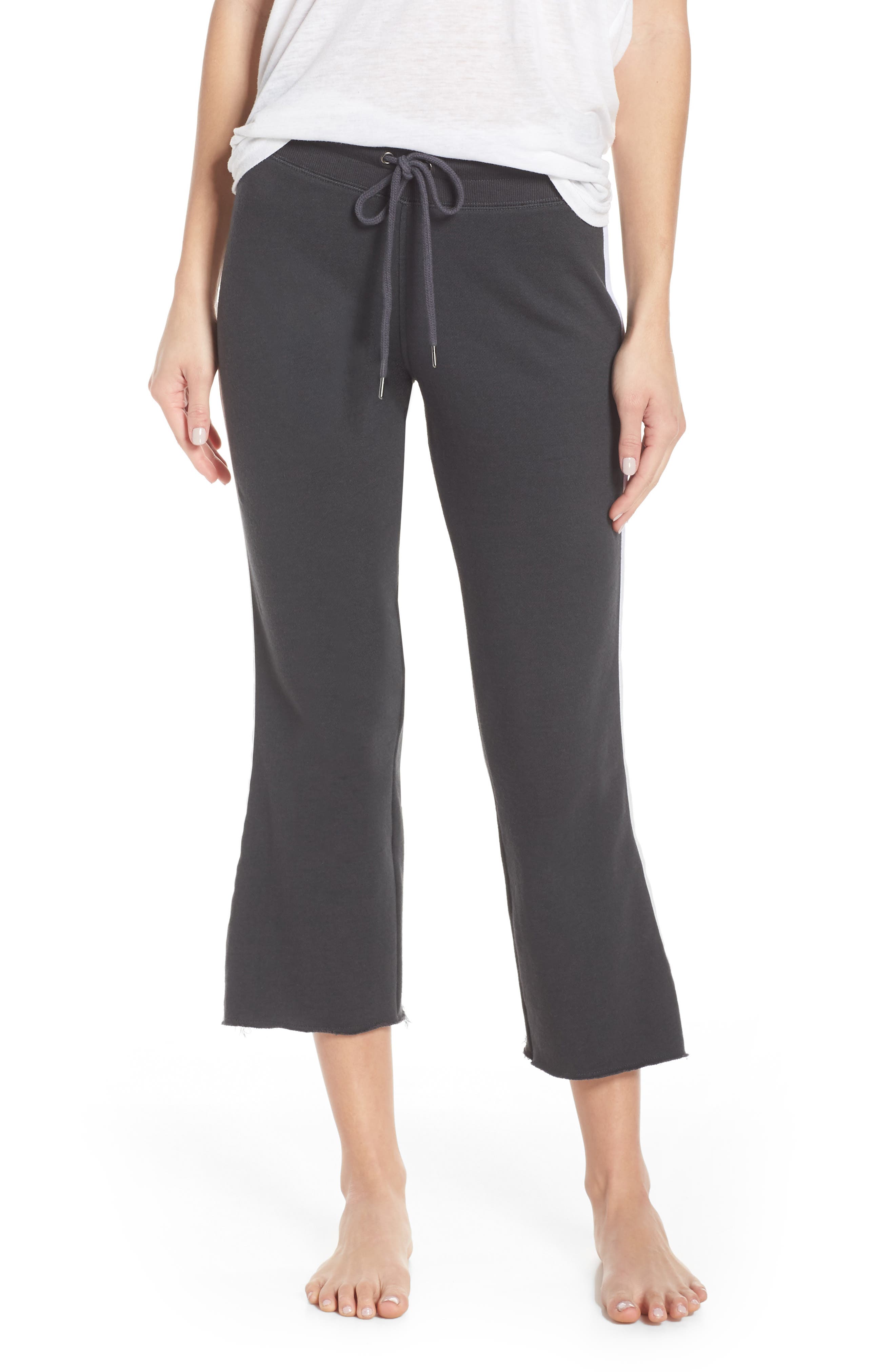 David Lerner Crop Flare Lounge Pants, Black