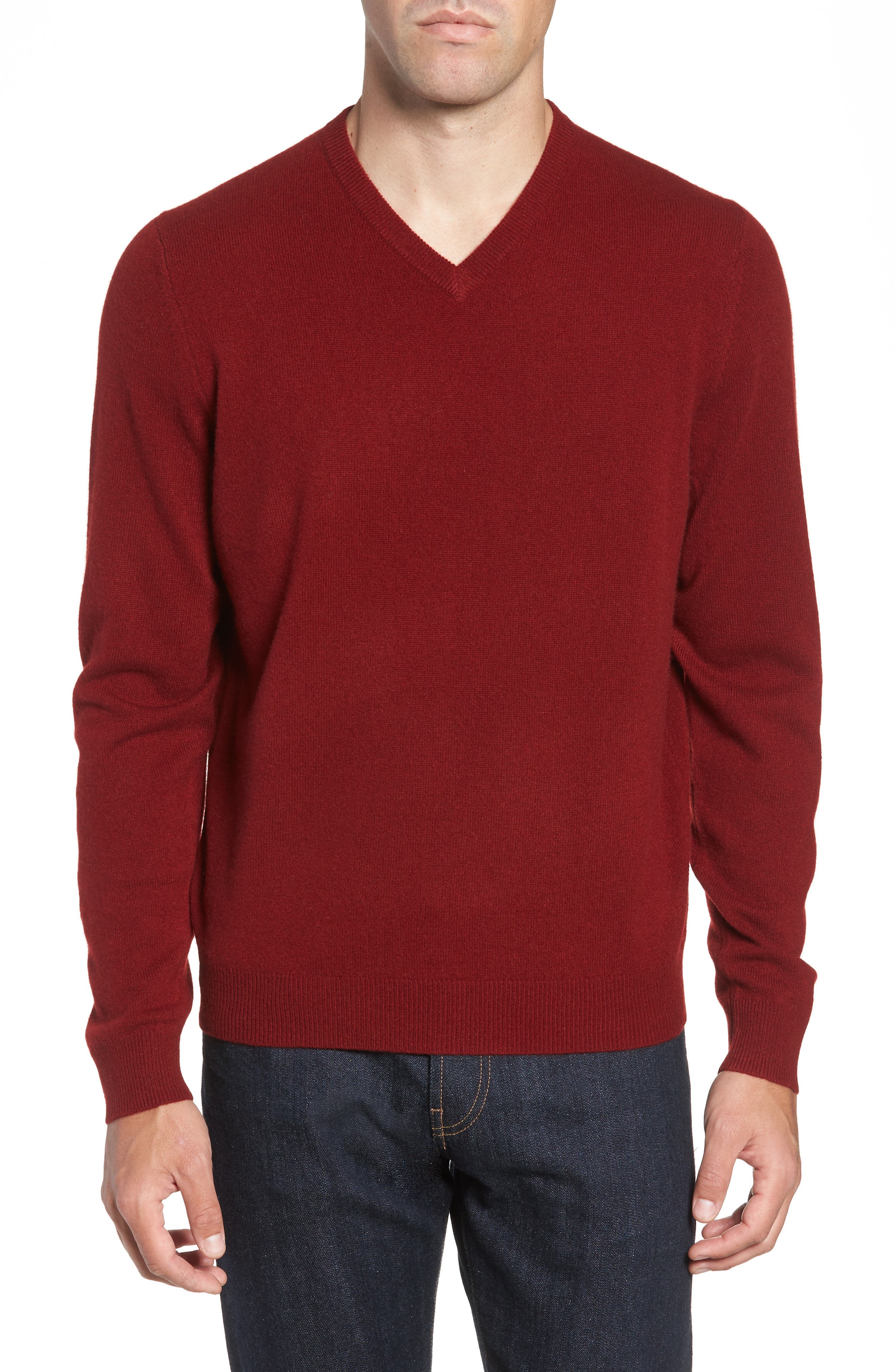 Nordstrom Shop Cashmere V-Neck Sweater, Red