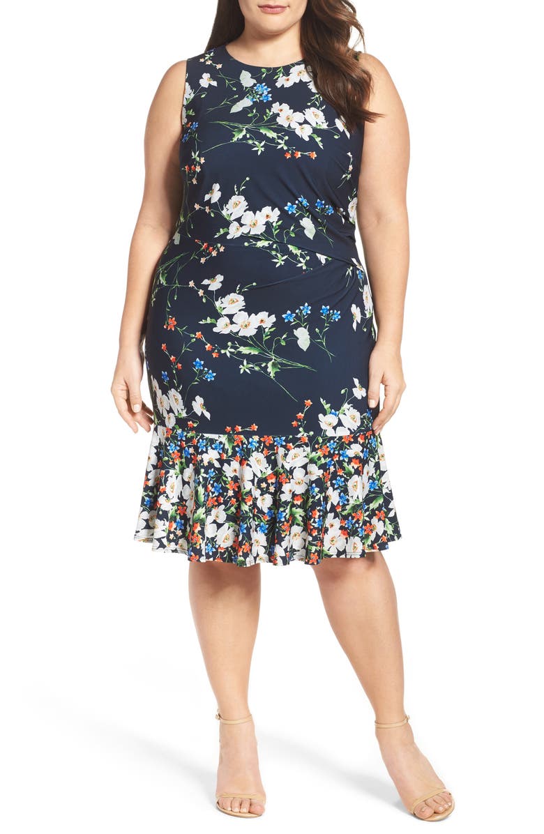 Eliza J Mixed Floral A-Line Dress (Plus Size) | Nordstrom