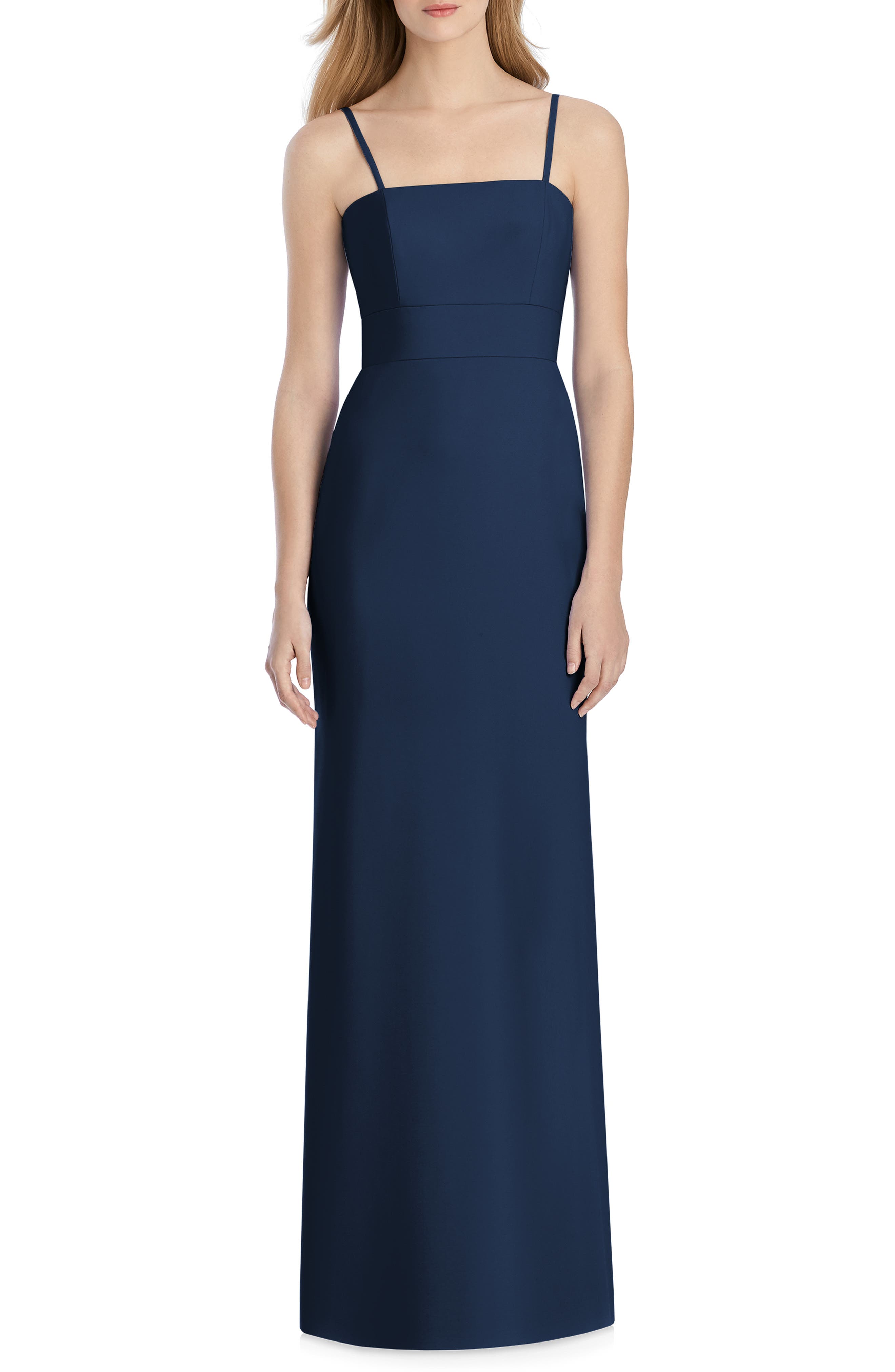 Lela Rose Bridesmaid Bow Back Crepe Gown, Blue