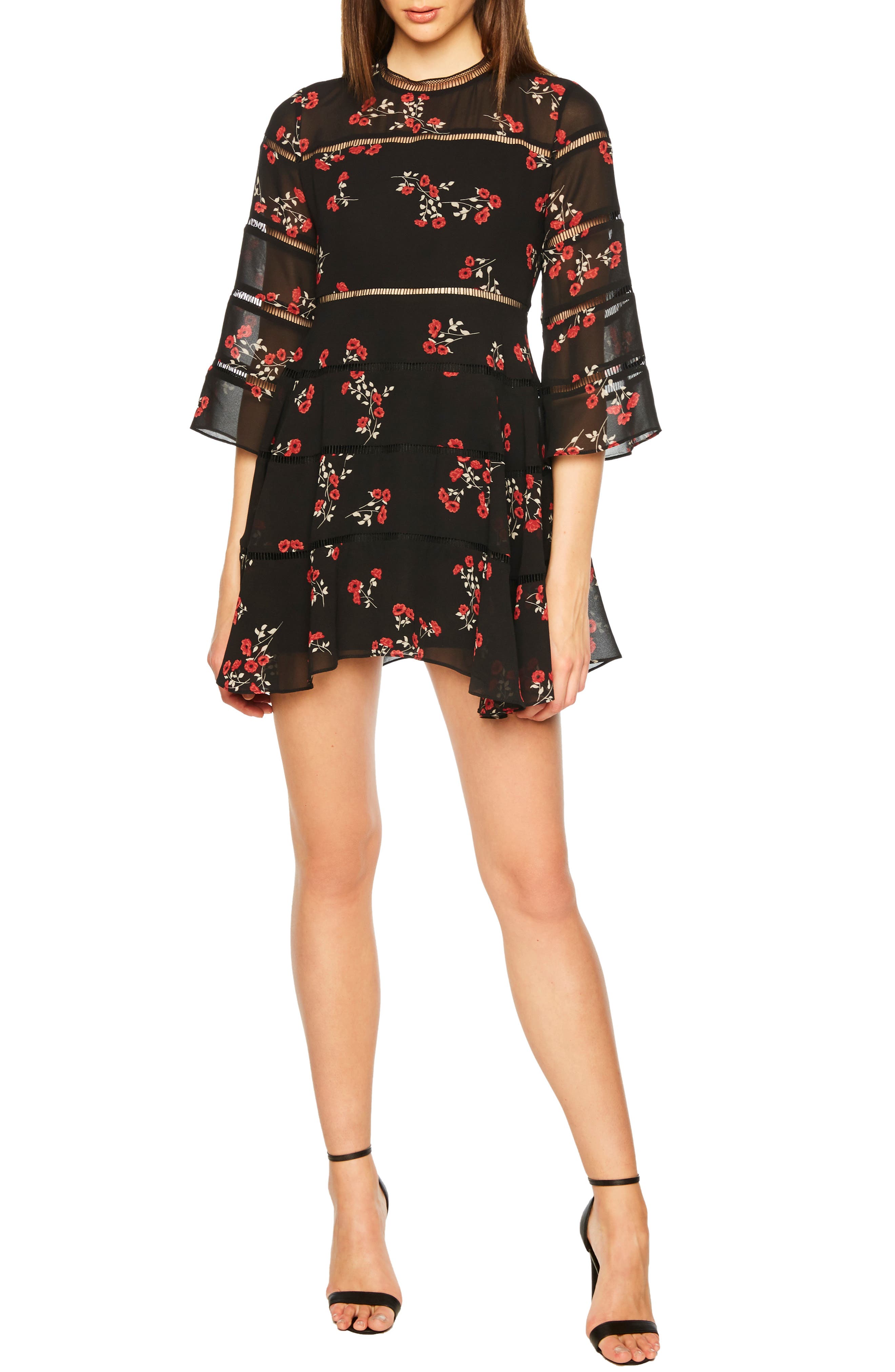Bardot Poppy Print Dress, Black