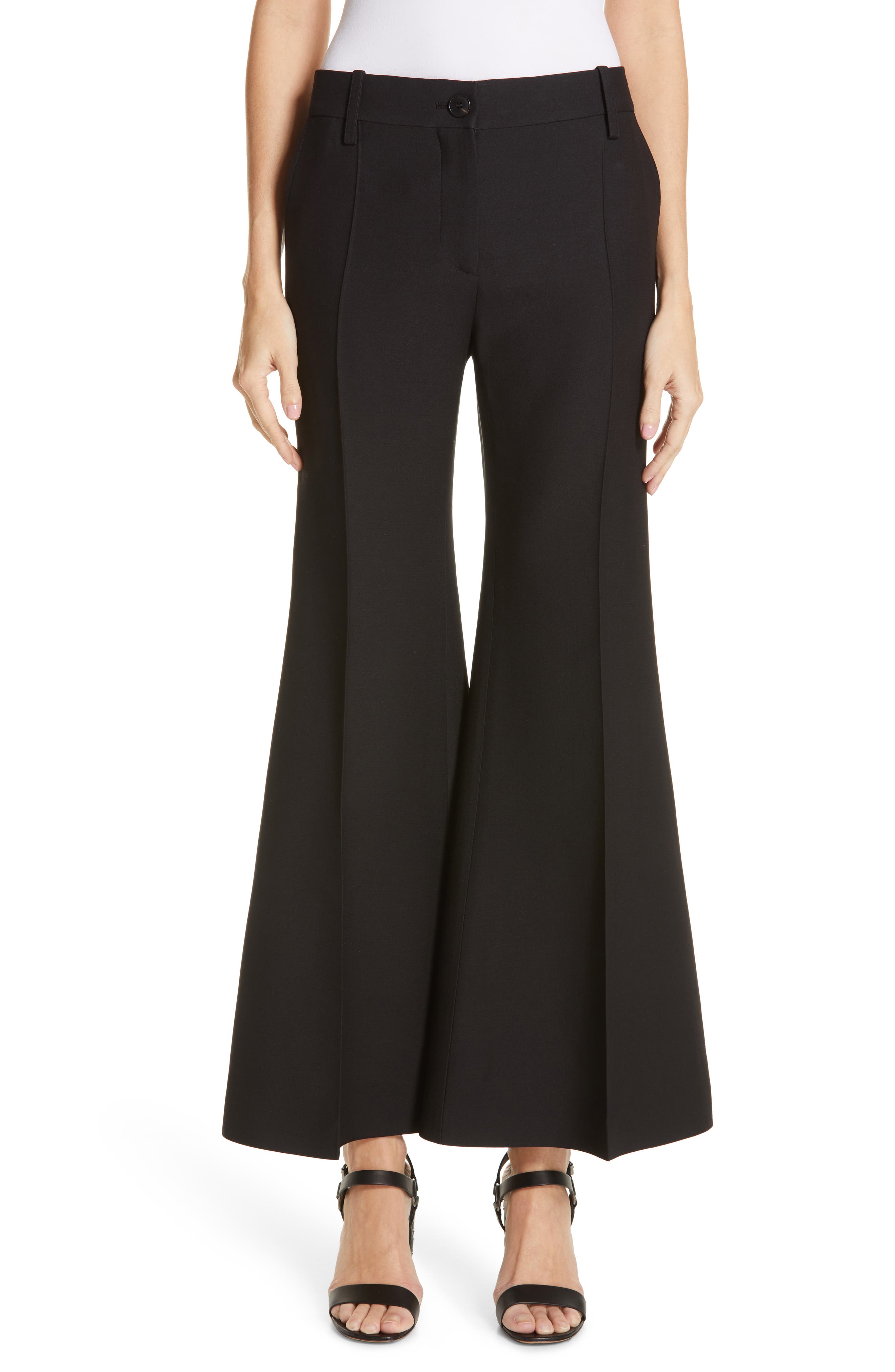 Valentino Crepe Couture Crop Flare Pants, US / 42 IT - Black