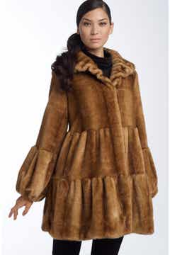Jones New York Faux Fur Tiered Coat | Nordstrom