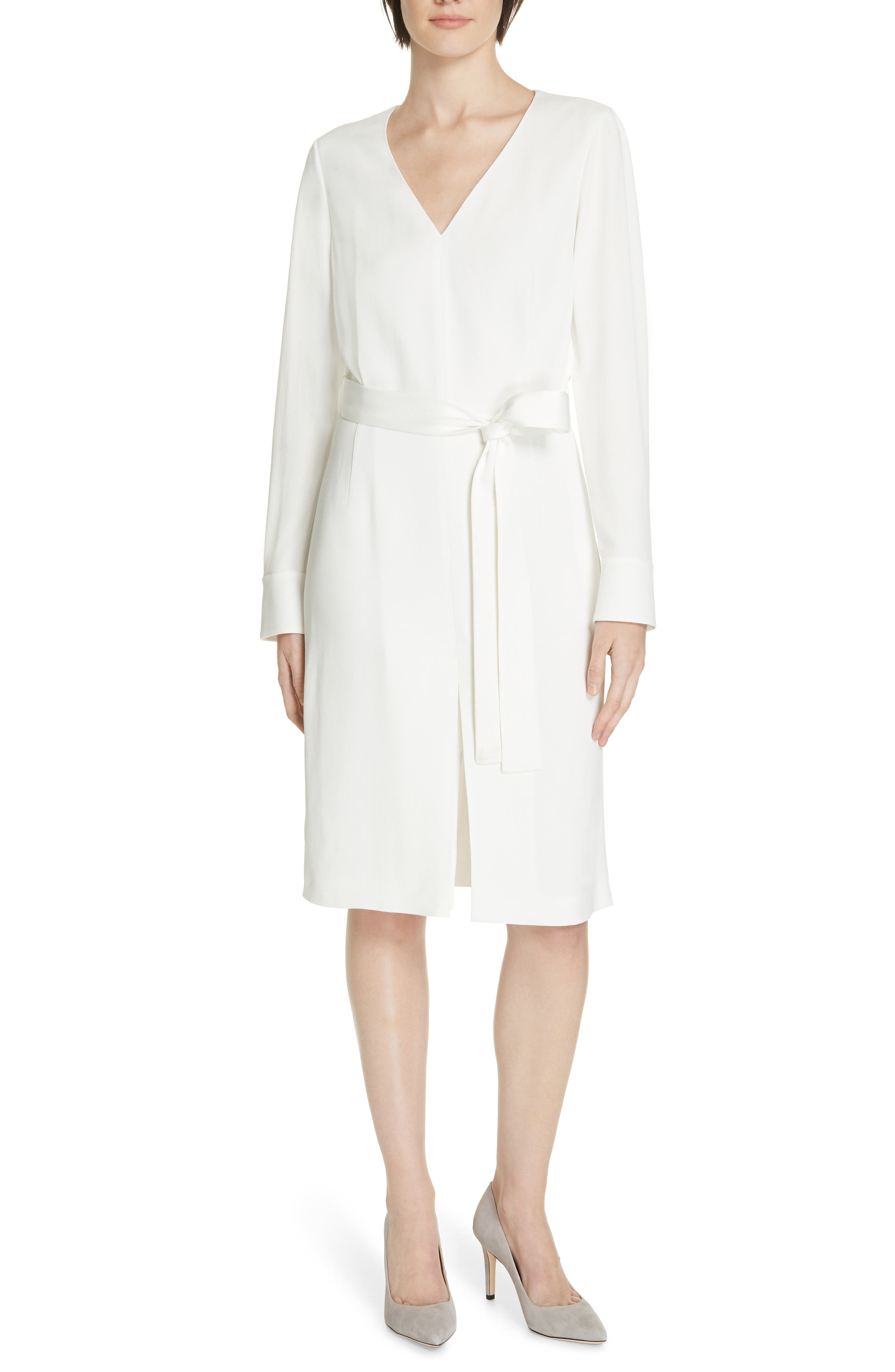 Boss Dulca Belted Dress, White