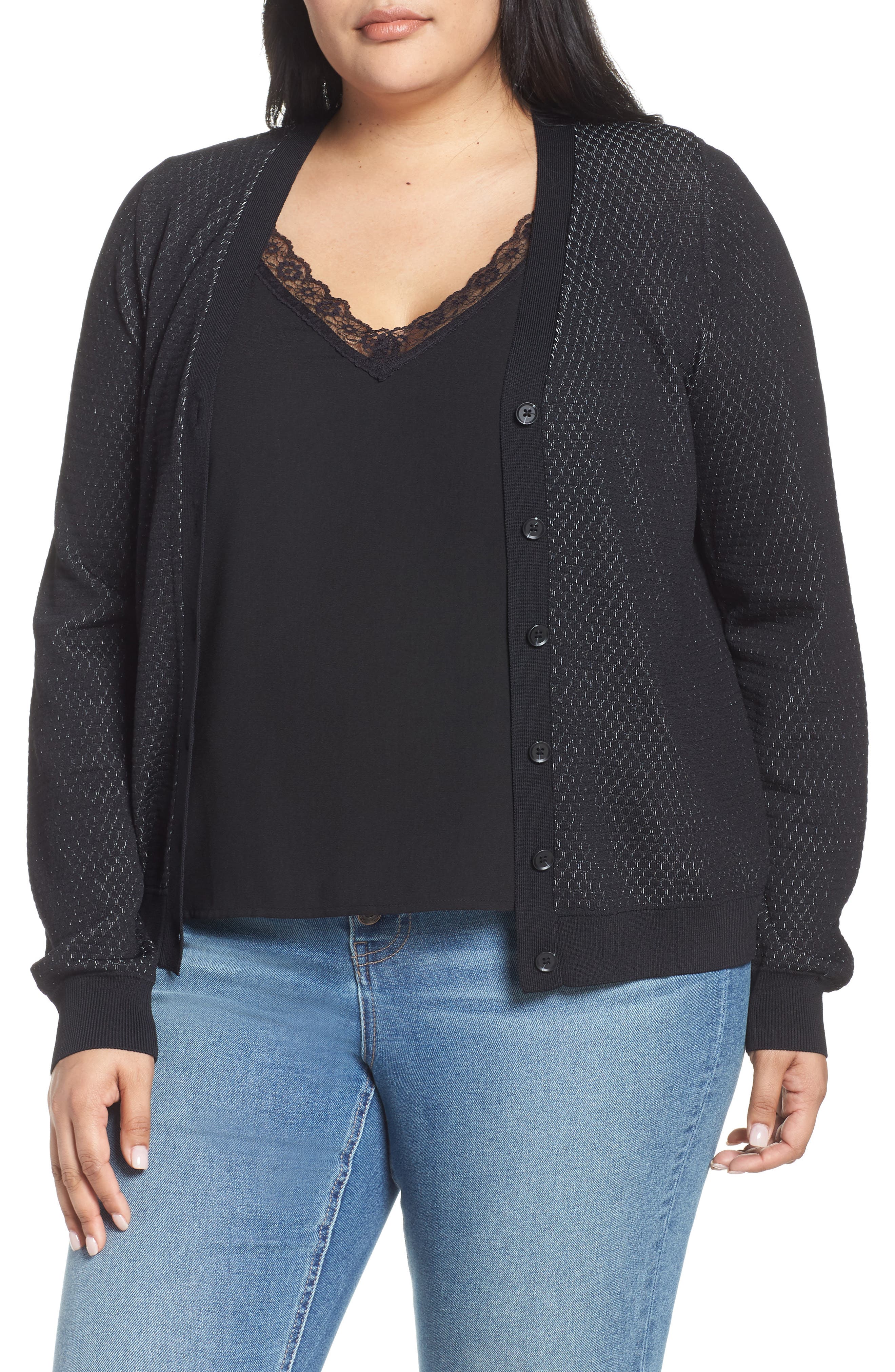 Plus Size Rachel Rachel Roy Presley Button Cardigan, Black
