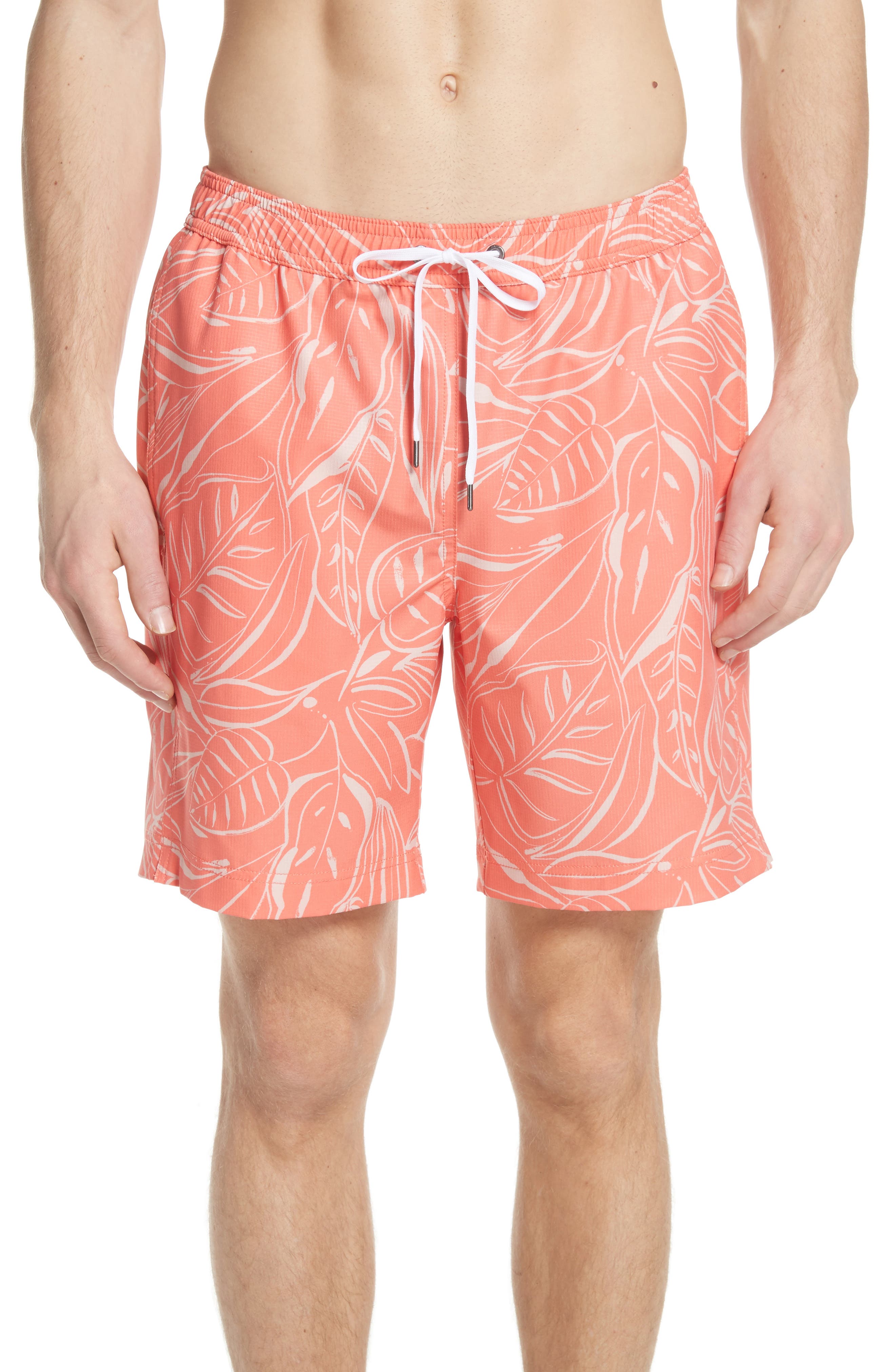 Onia Charles Leaf Print Swim Trunks