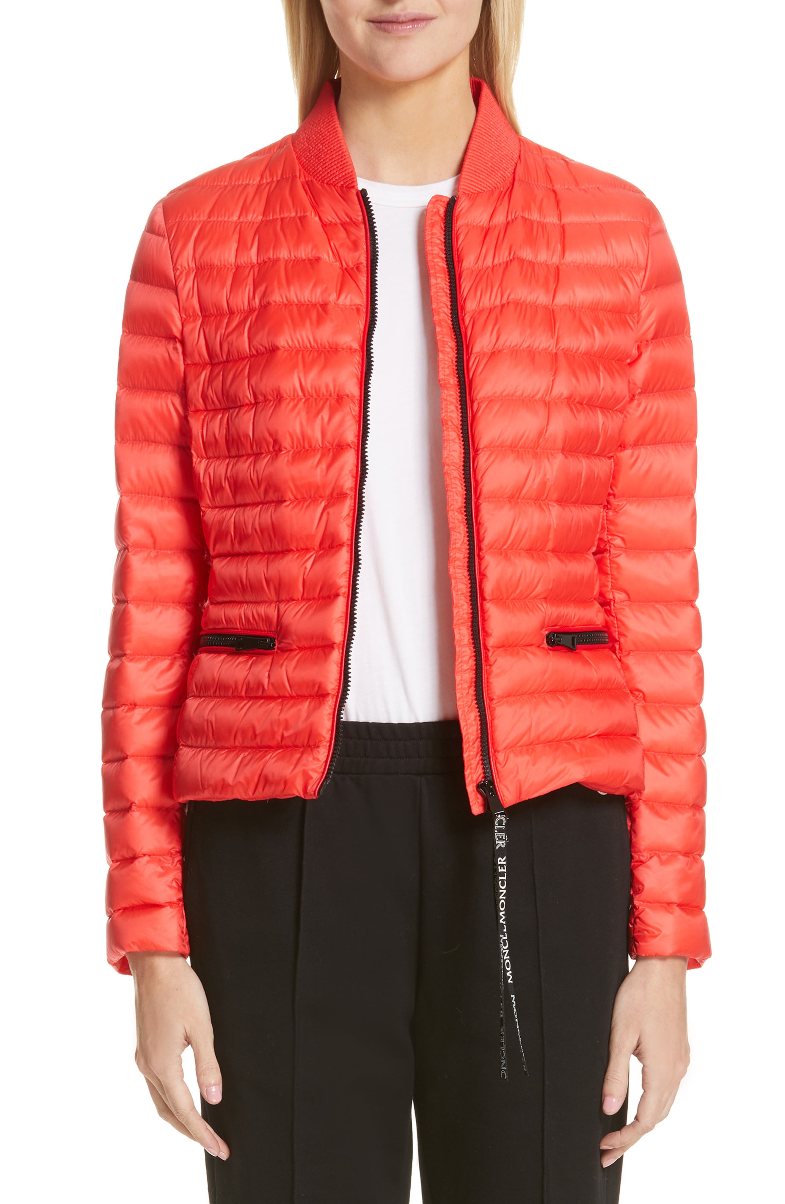 Moncler Blenca Quilted Down Jacket, Red