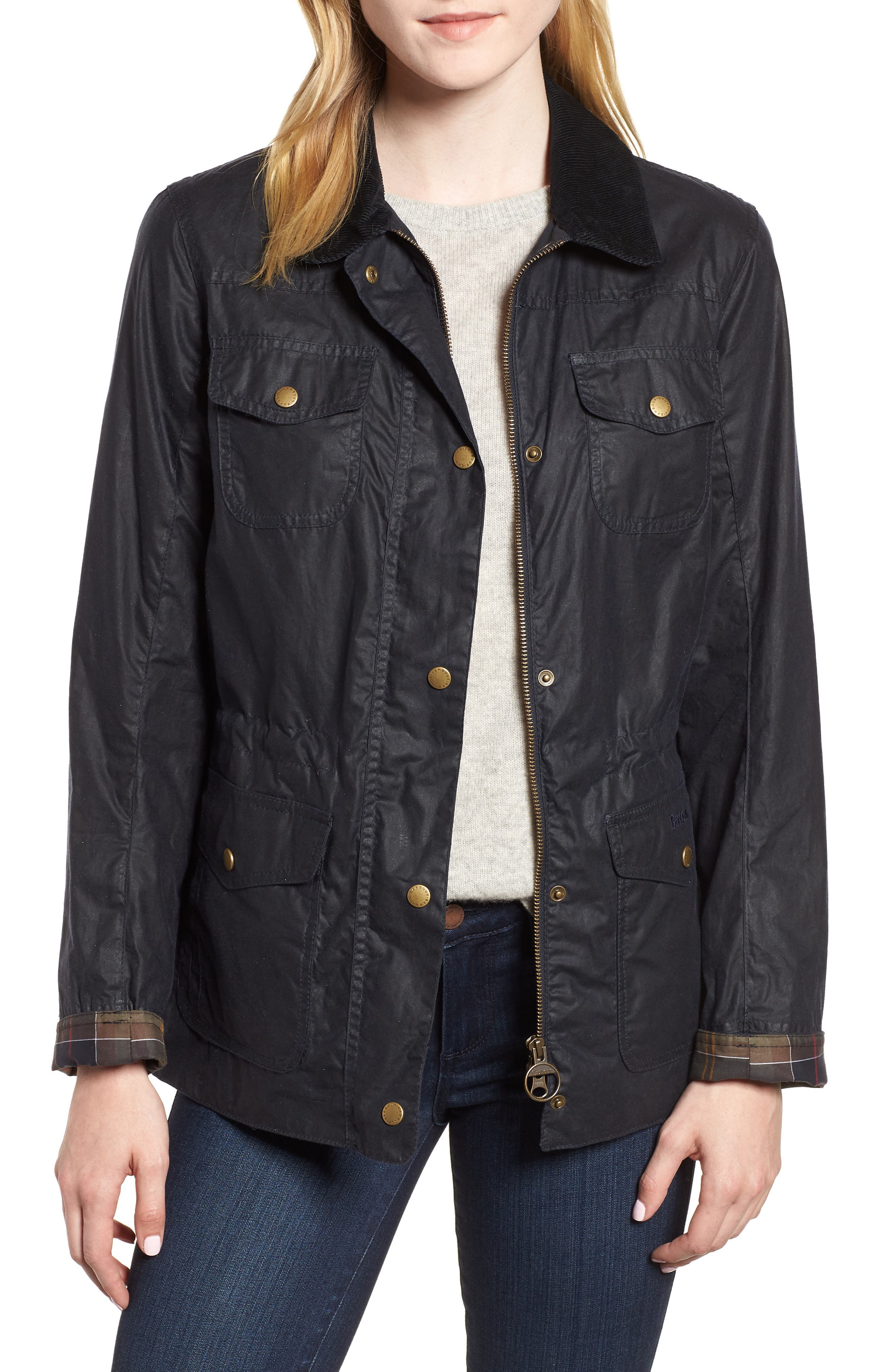Barbour Waxed Trucker Jacket, 18 UK - Blue