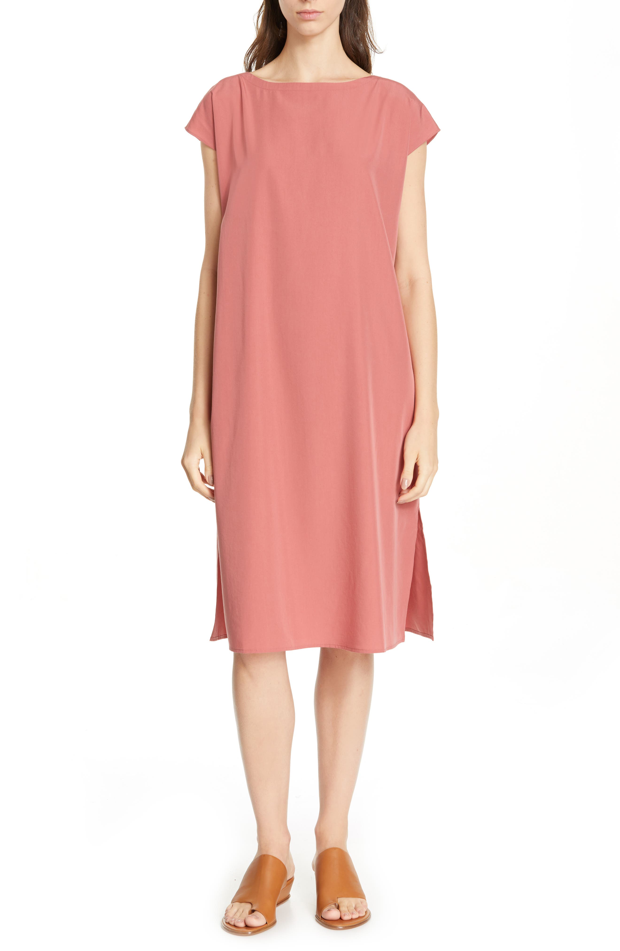 Petite Eileen Fisher Bateau Neck Dress, Pink