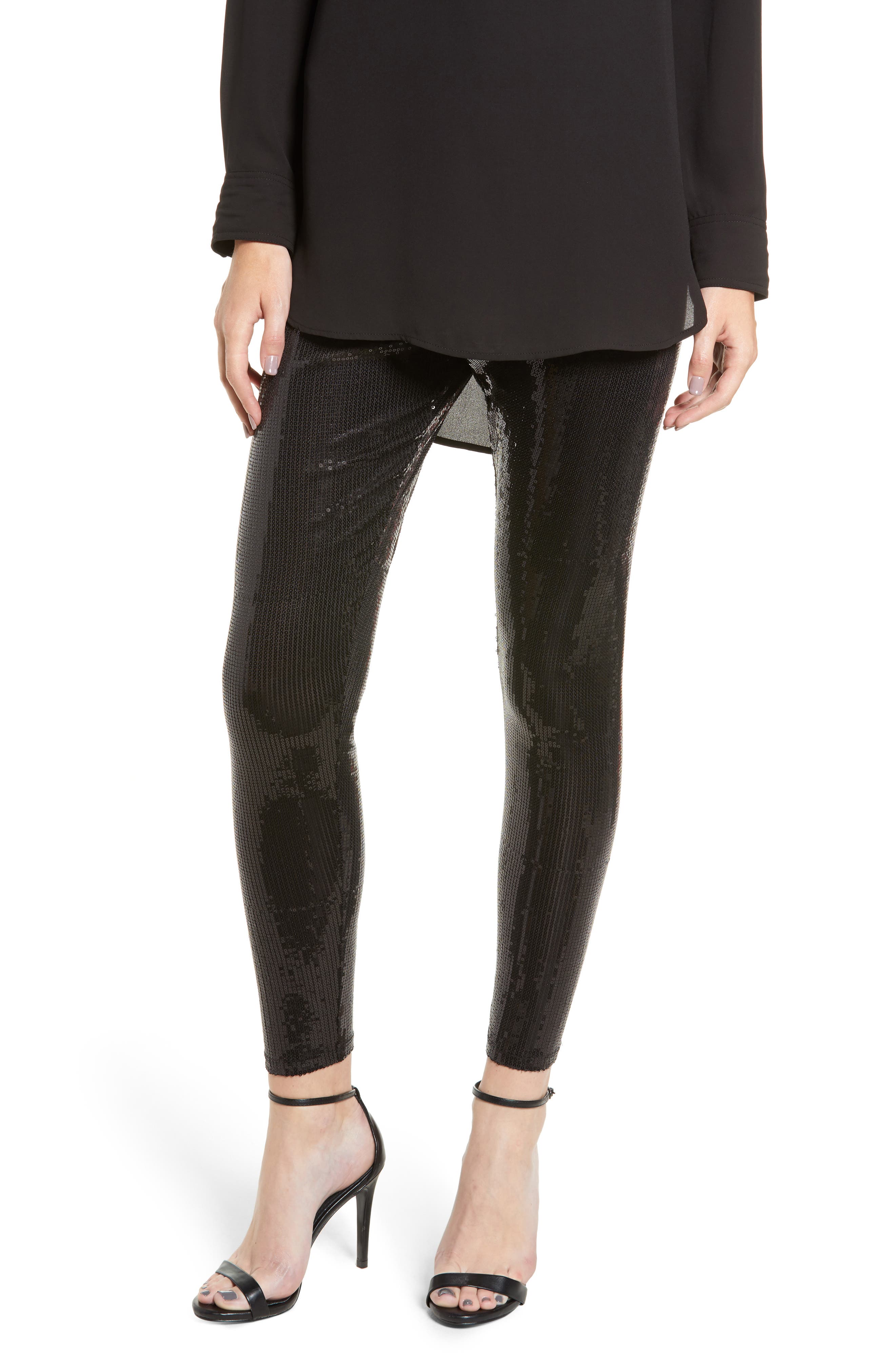 Nordstrom Sequin Leggings, Black