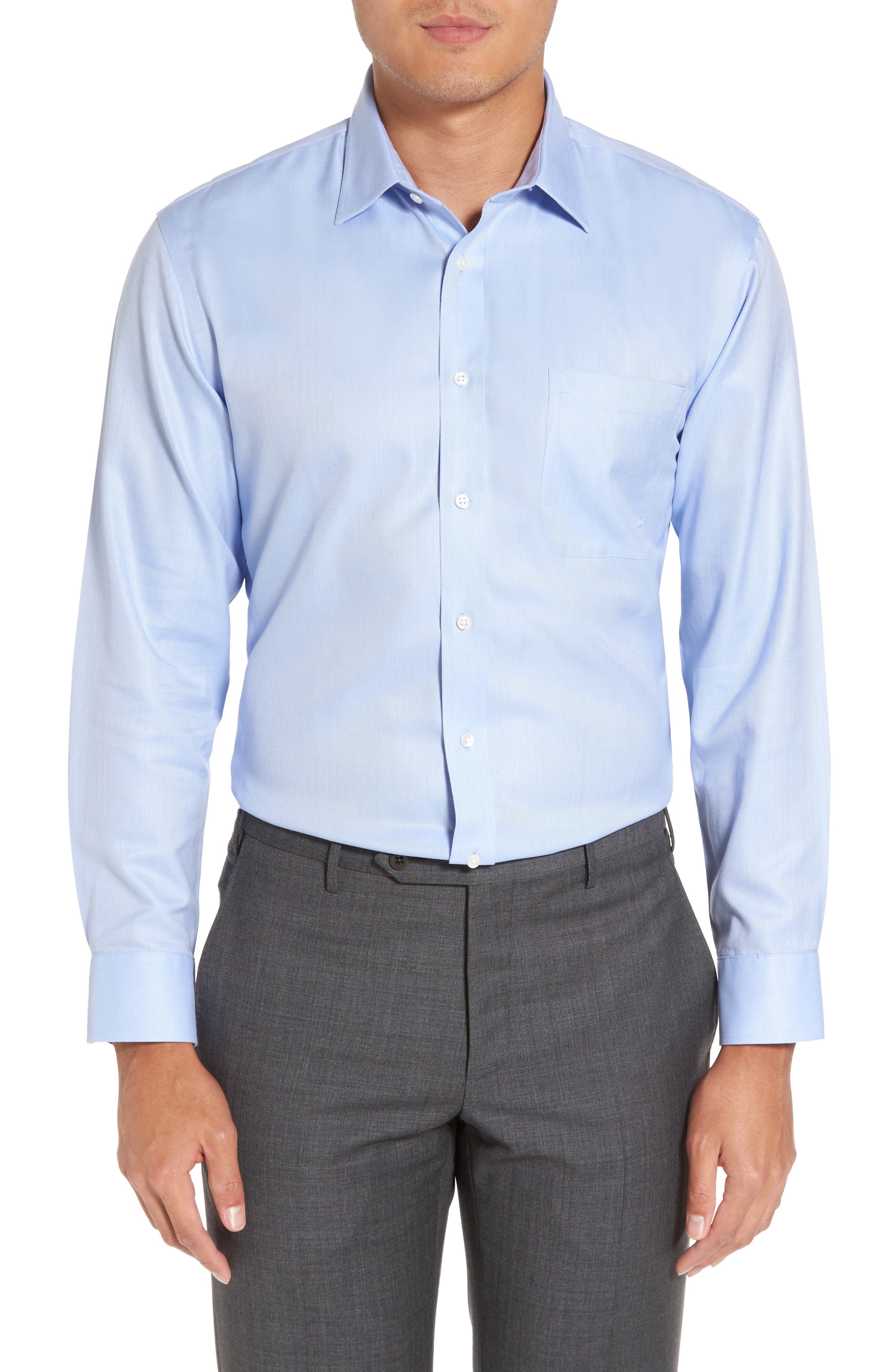 Nordstrom Shop Smartcare(TM) Trim Fit Herringbone Dress Shirt
