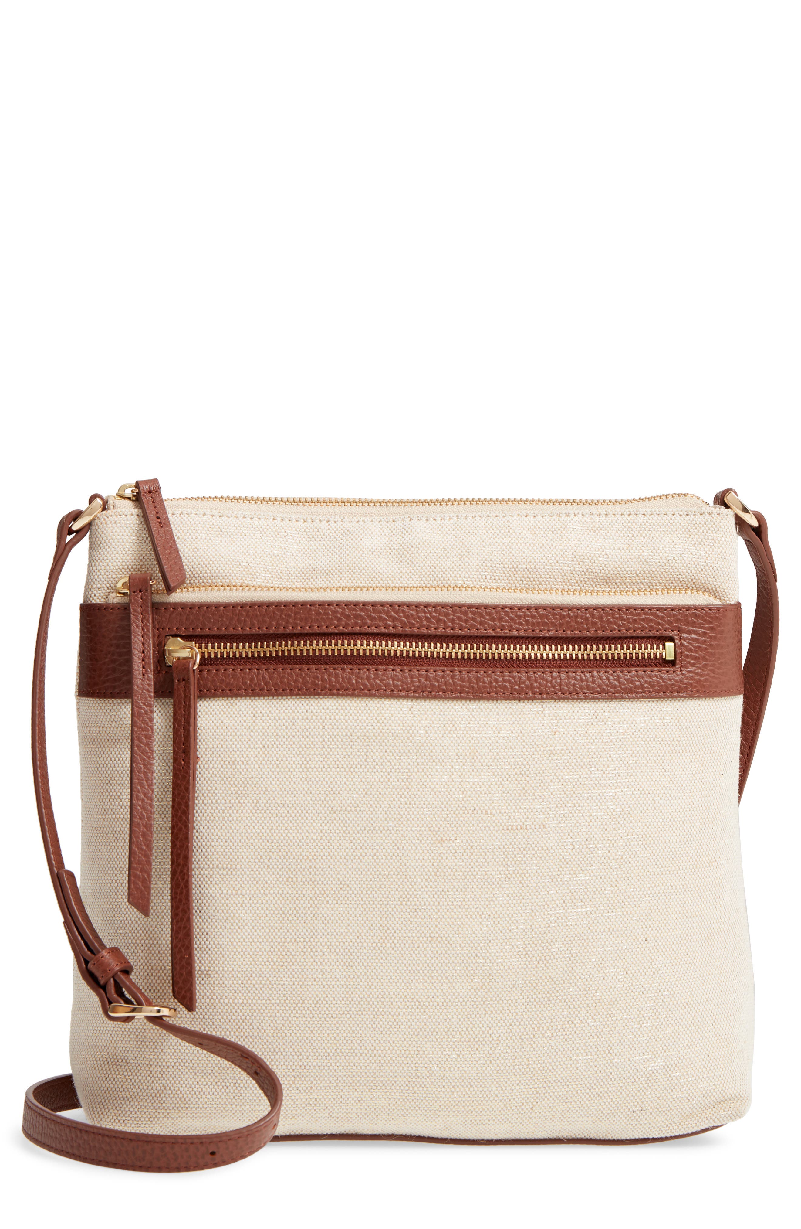 Nordstrom Kaison Linen & Leather Crossbody Bag Nordstrom