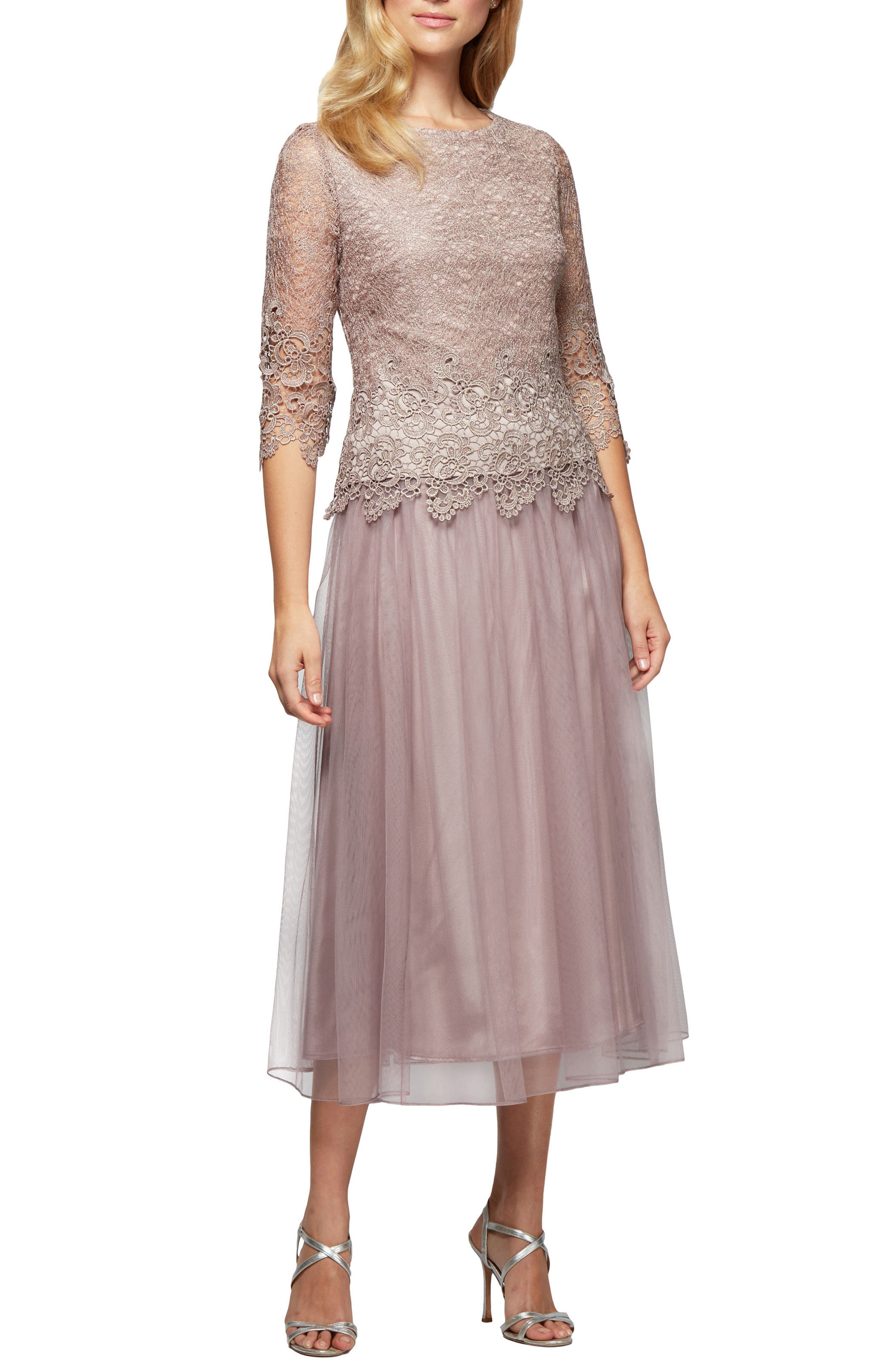 Alex Evenings Mock TwoPiece Tea Length Dress Nordstrom