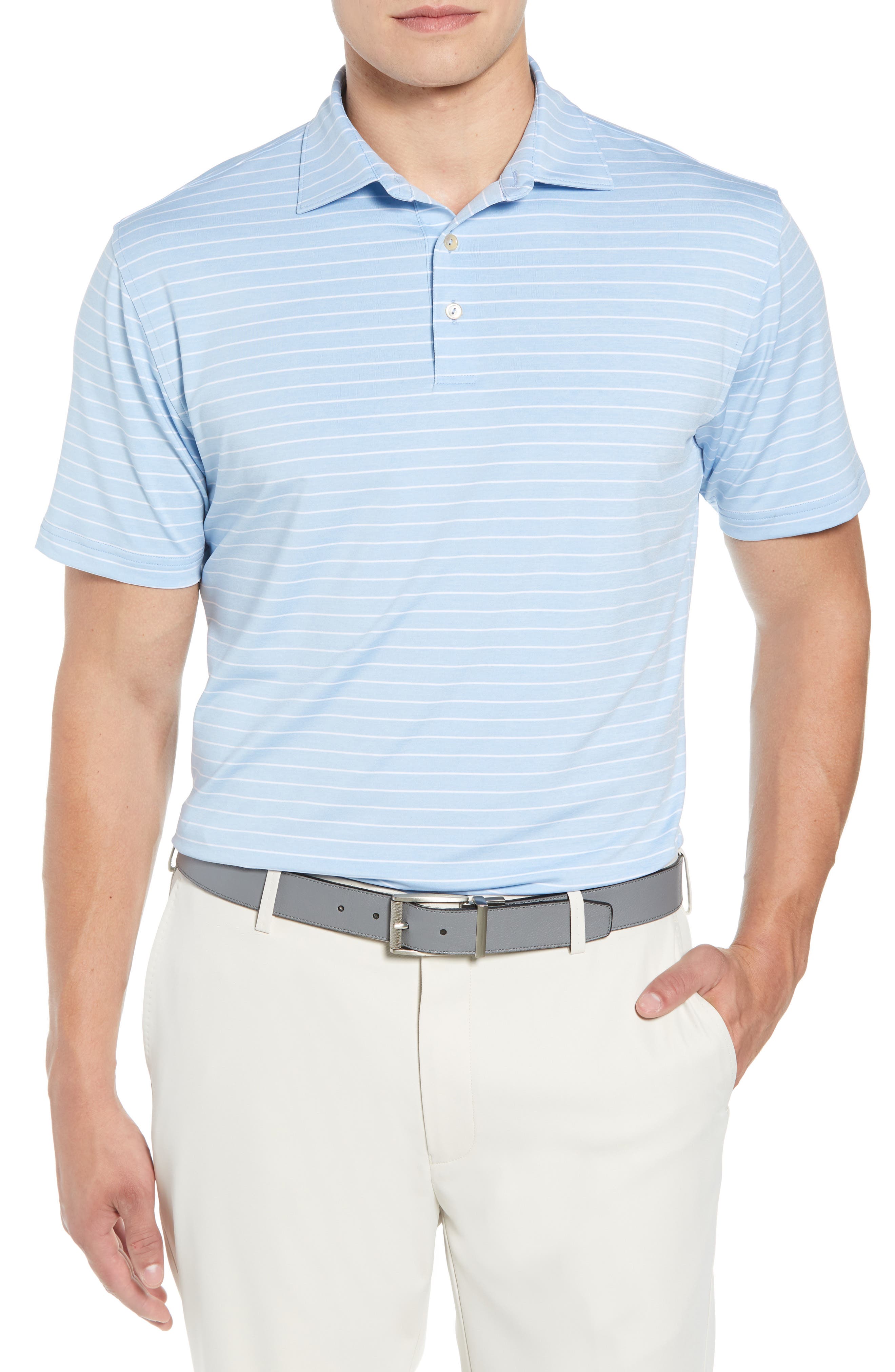 Peter Millar Halifax Stripe Stretch Jersey Polo, Blue