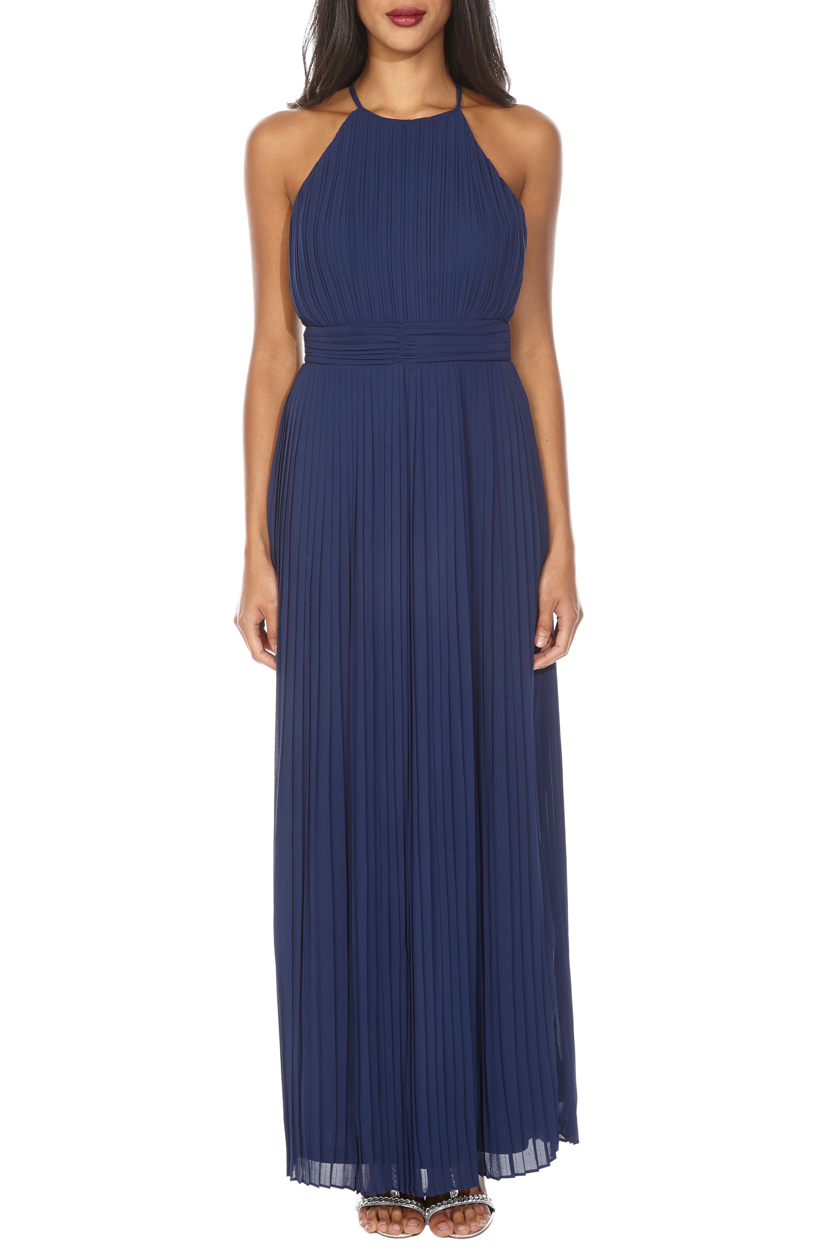 Tfnc Serene Sleeveless Pleat Gown, Blue