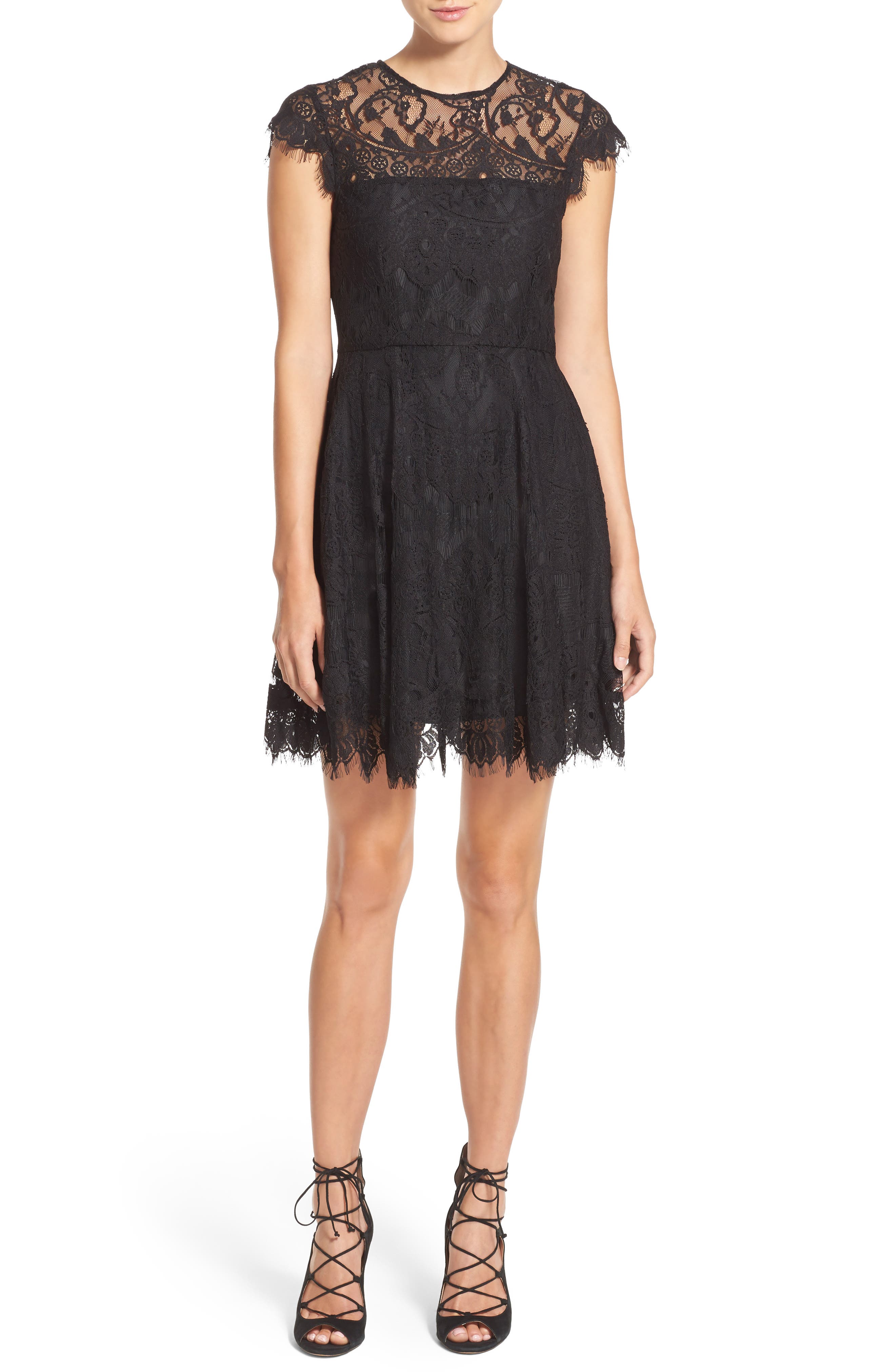 Bb Dakota Rhianna Open Back Lace Fit & Flare Cocktail Dress