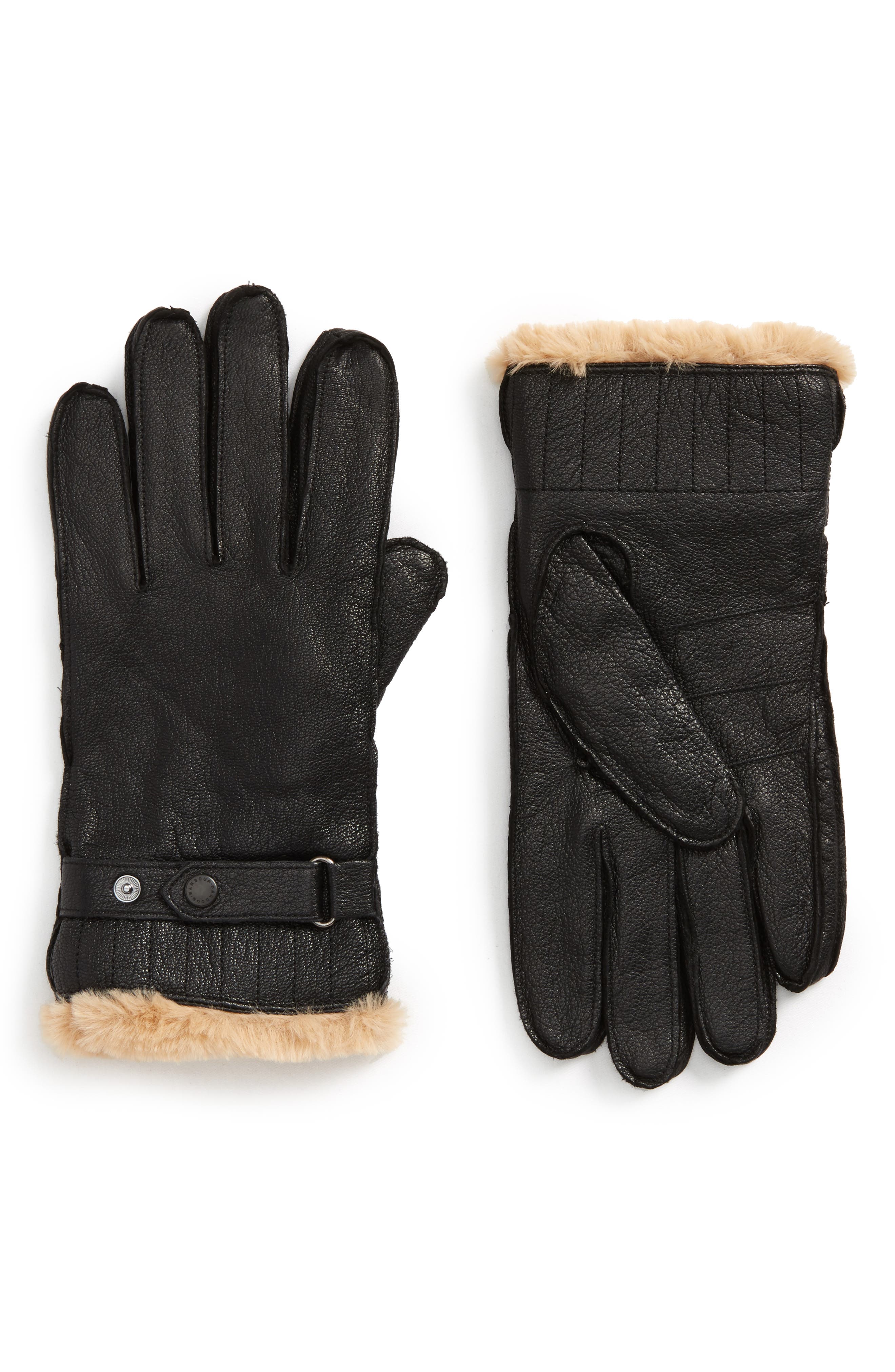 Barbour Leather Gloves, Black