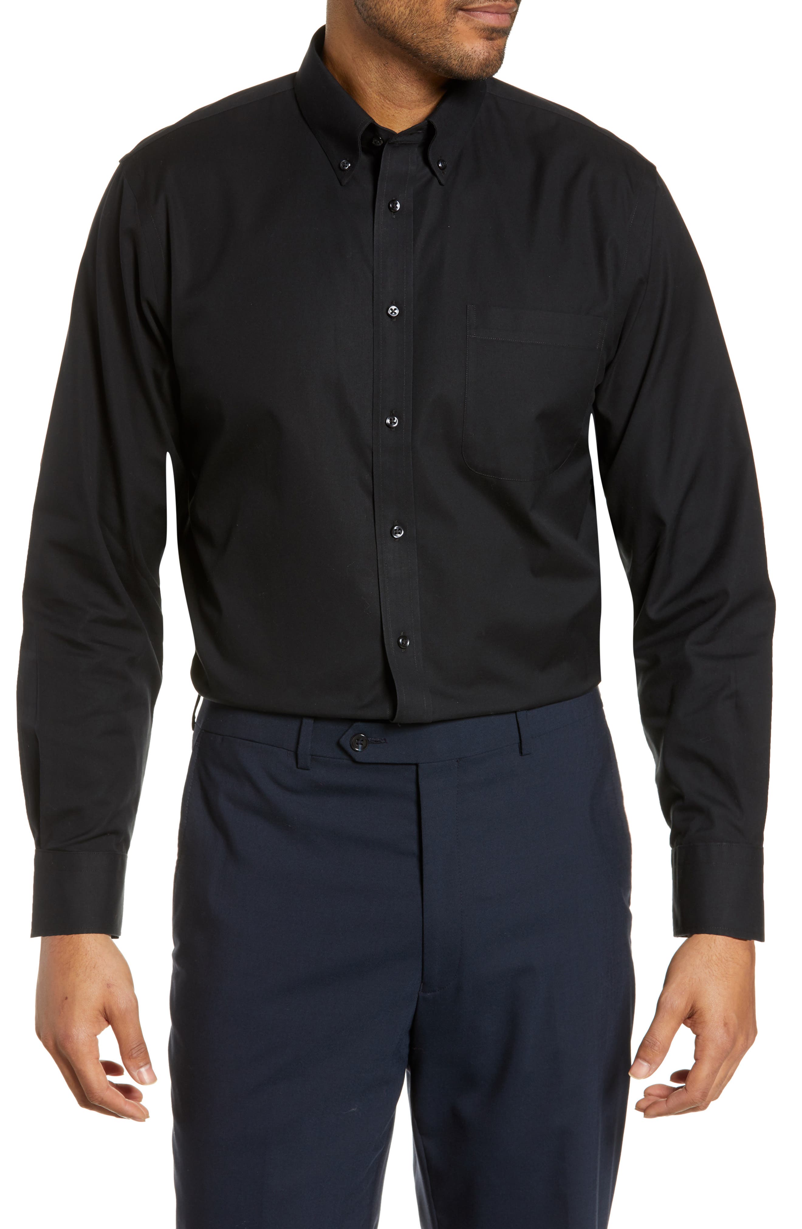 Nordstrom Shop Smartcare(TM) Traditional Fit Pinpoint Dress Shirt - Black