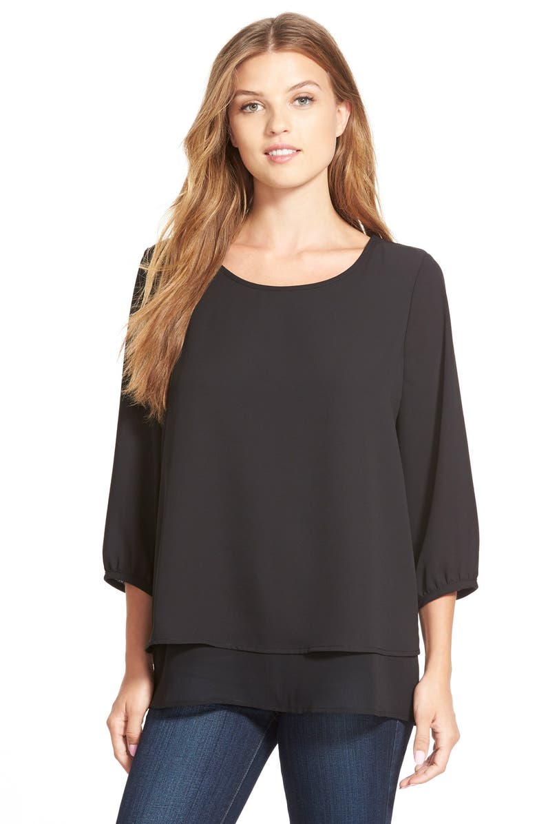 Pleione Layered Chiffon Top (Regular & Petite) | Nordstrom