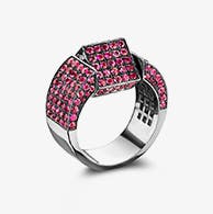 Statement ring with pink pavé stones.