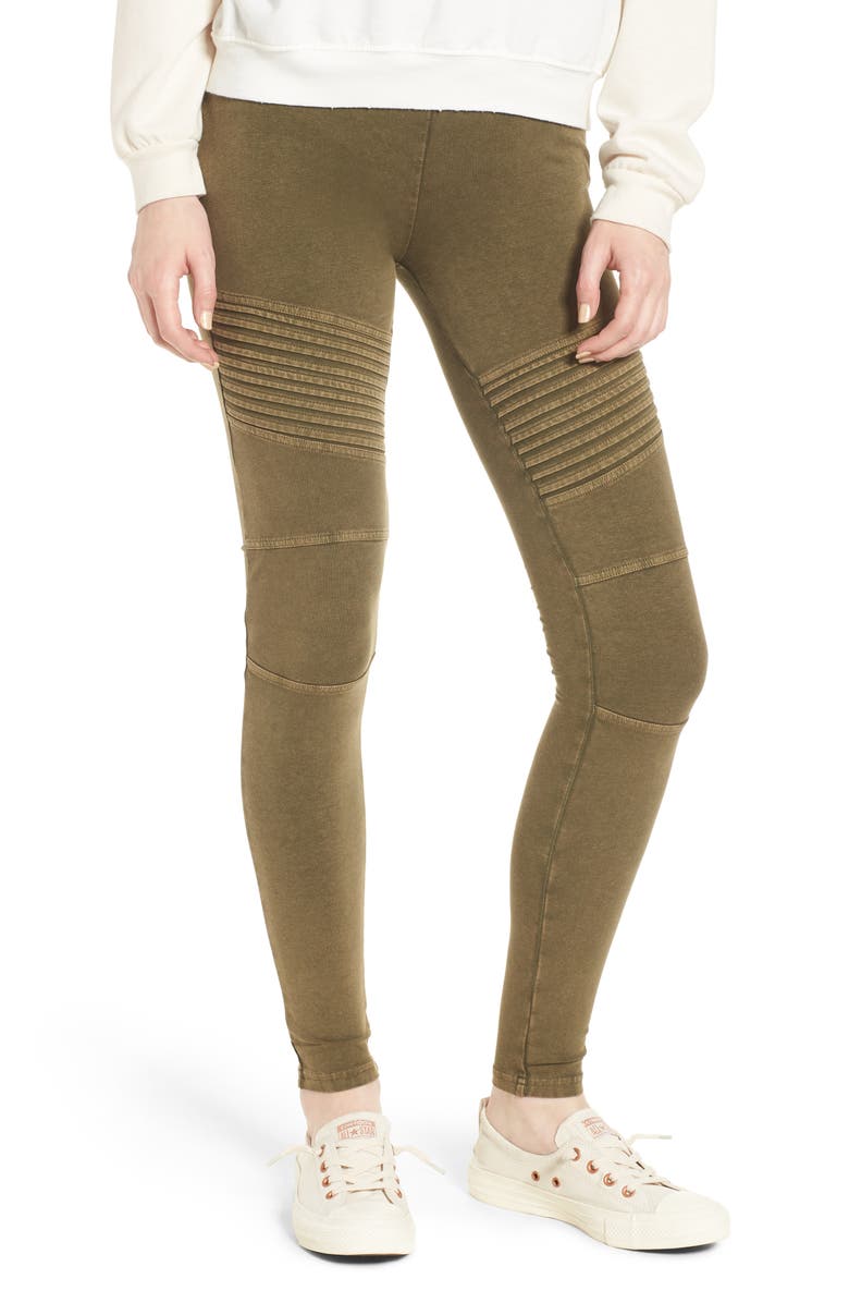 Washed Moto Leggings,
Main,
color, OLIVE DARK
