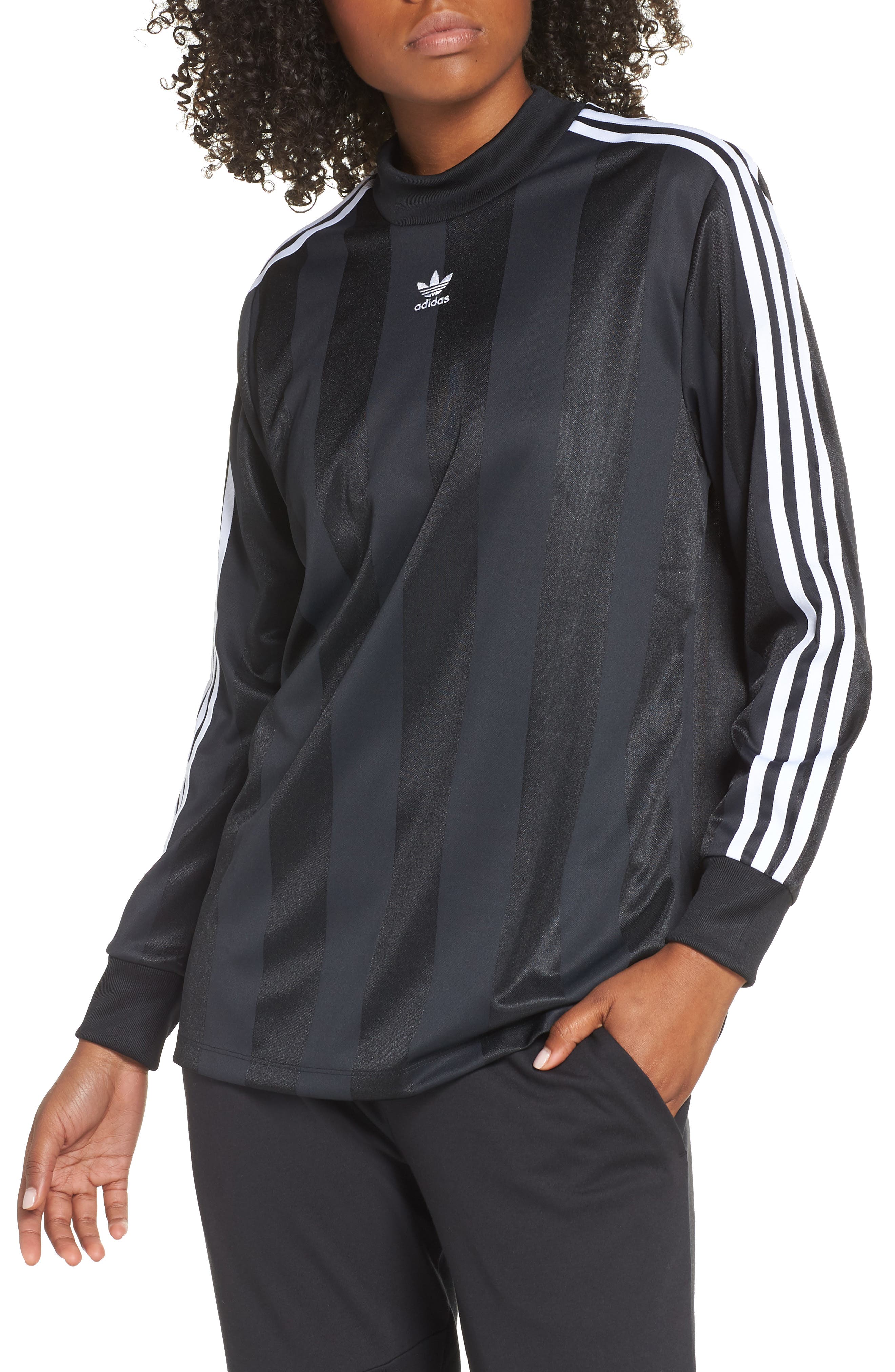 Adidas 3-Stripes Long Sleeve Tee, Black