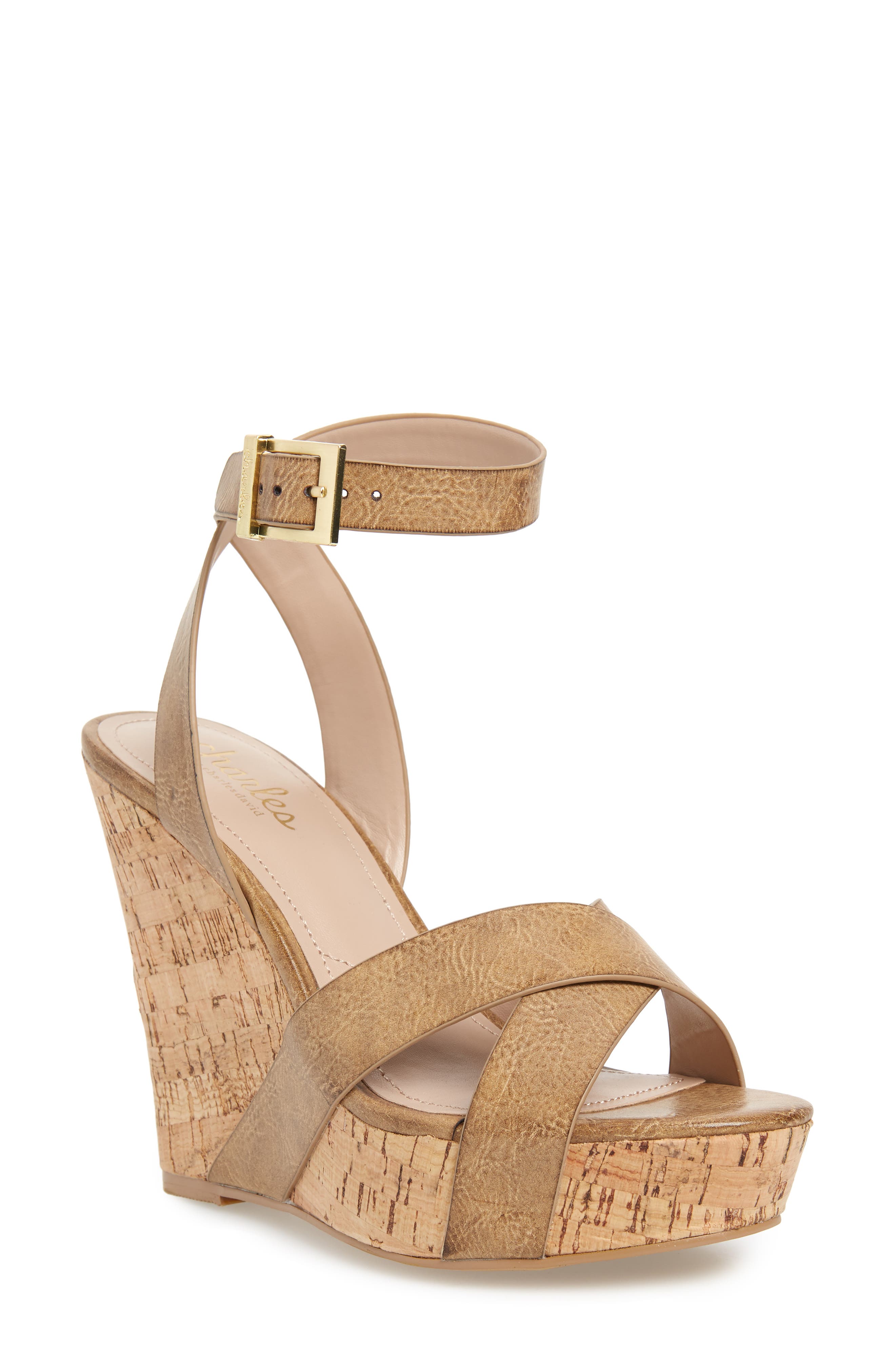 Charles By Charles David Aleck Platform Wedge Sandal, Brown