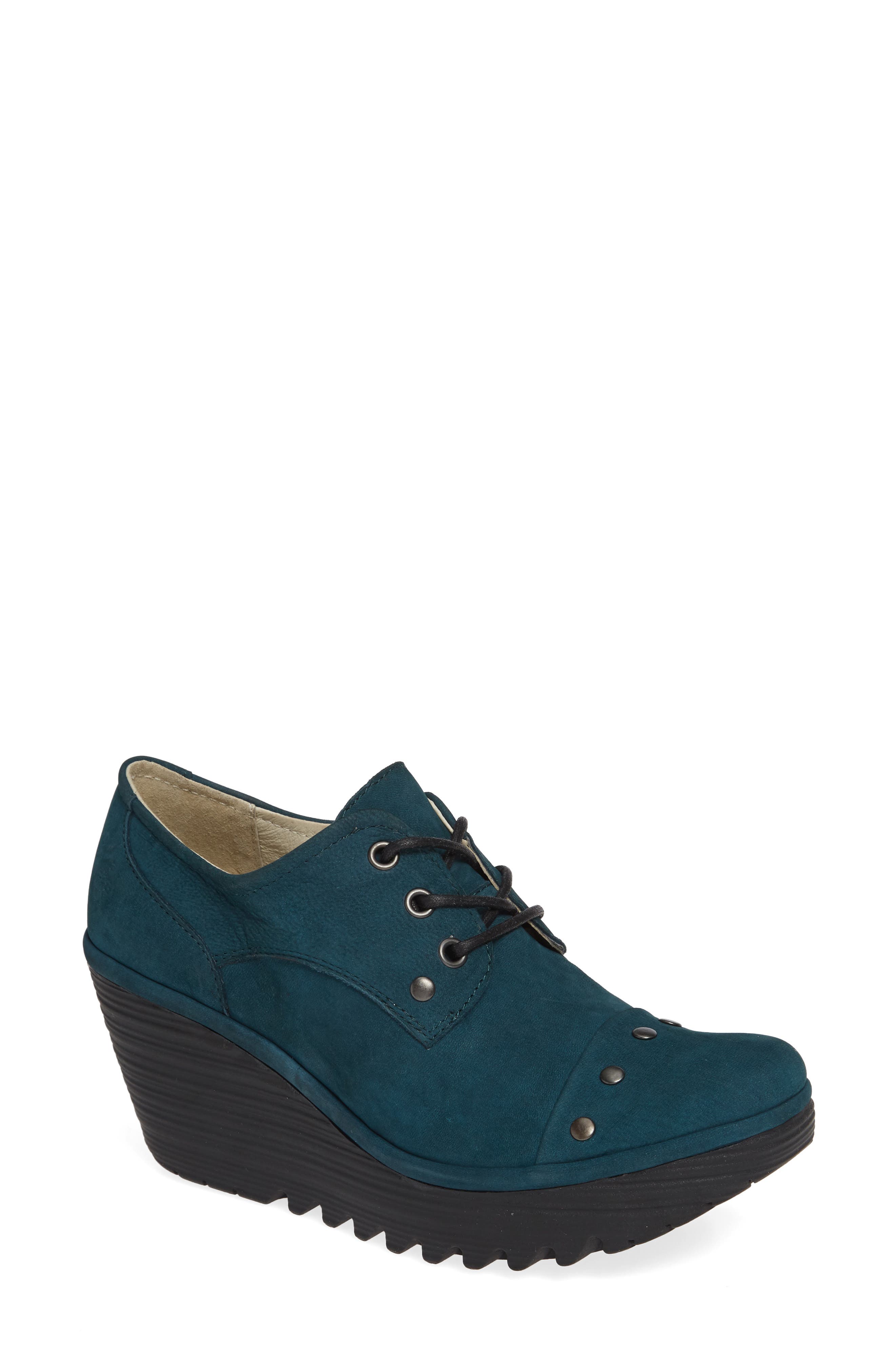 Fly London Yoti Lace-Up Wedge - Green