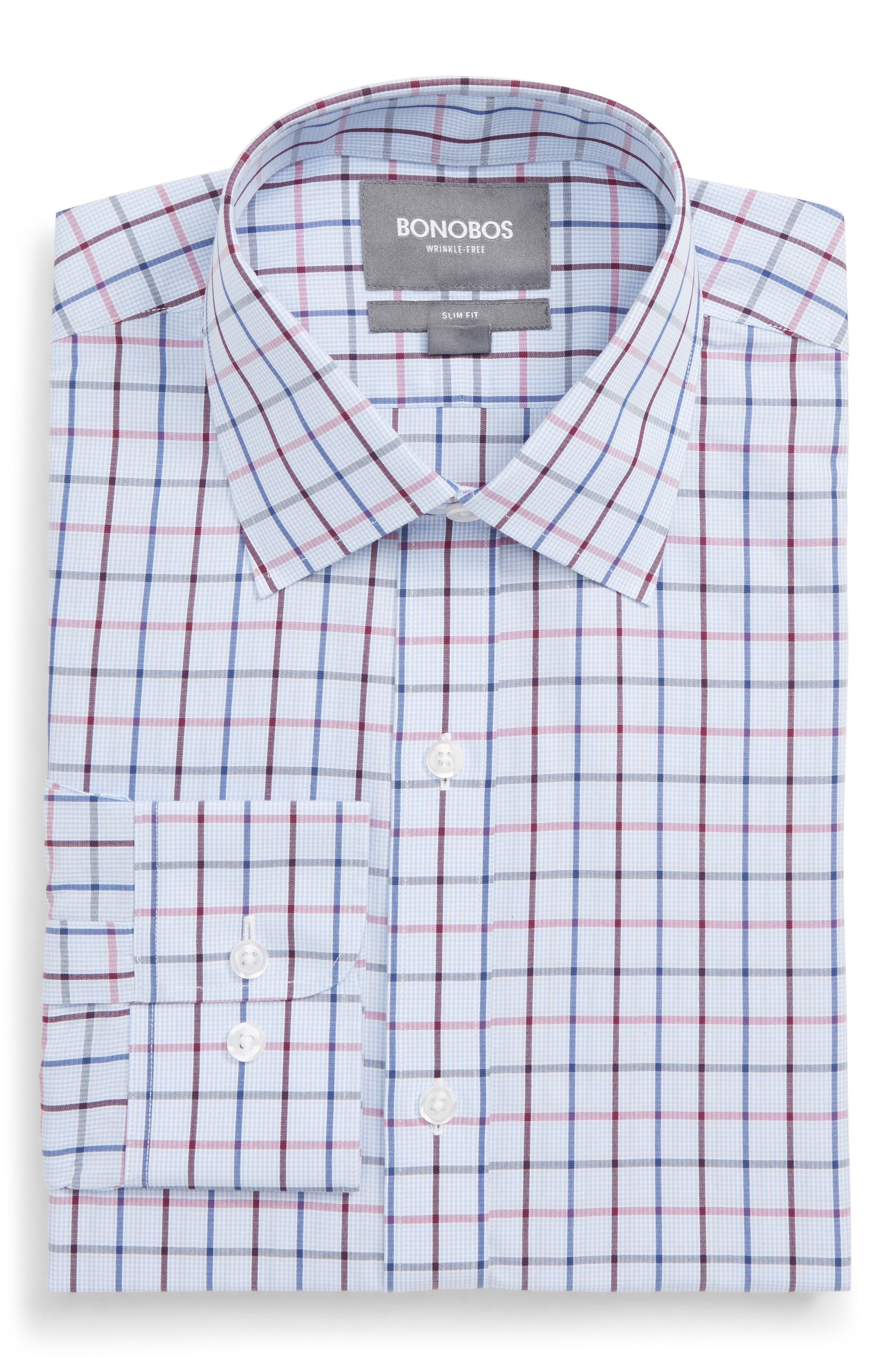 Bonobos Daily Grind Slim Fit Check Dress Shirt, Pink