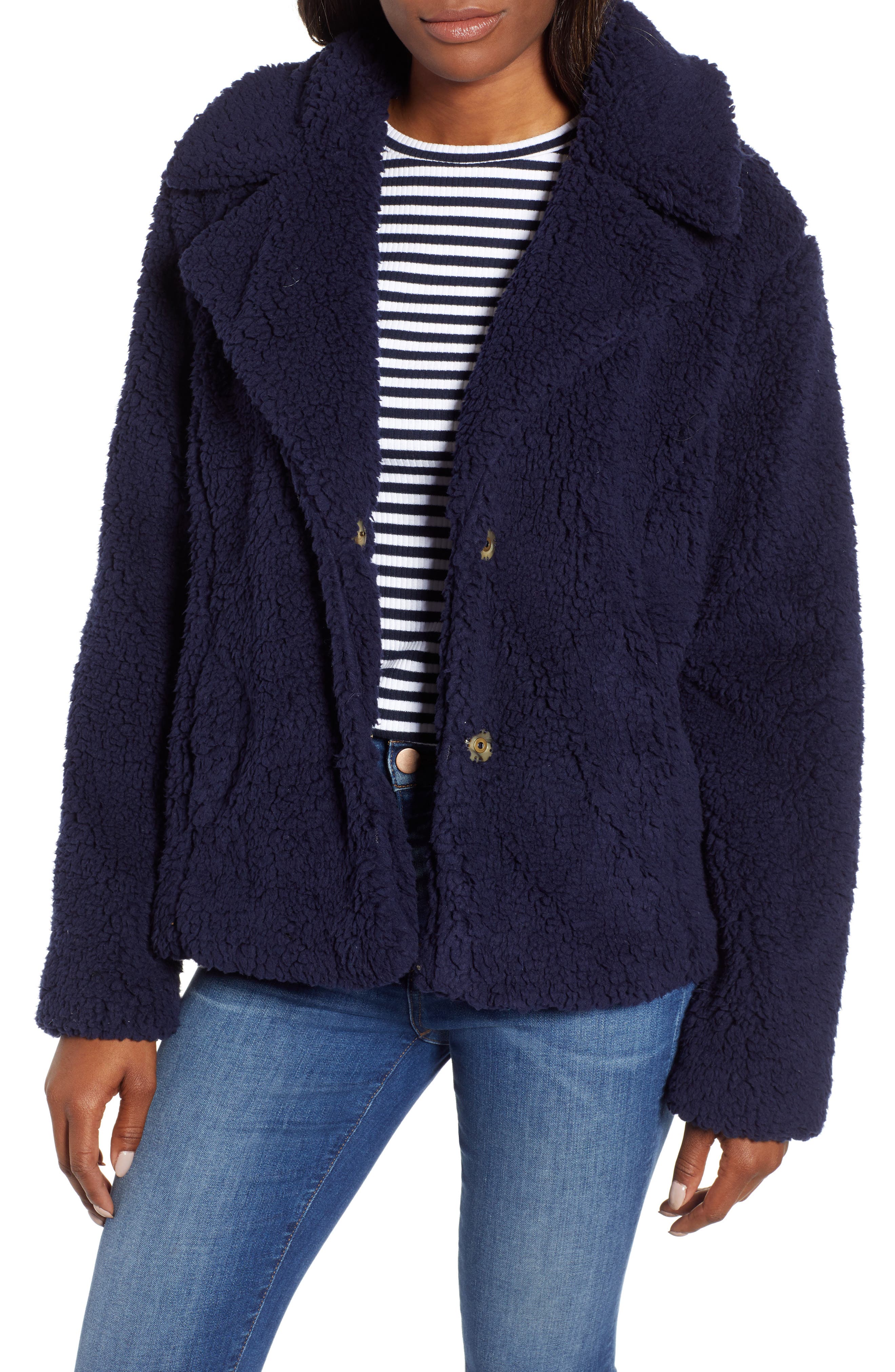 Caslon Fleece Jacket, Blue