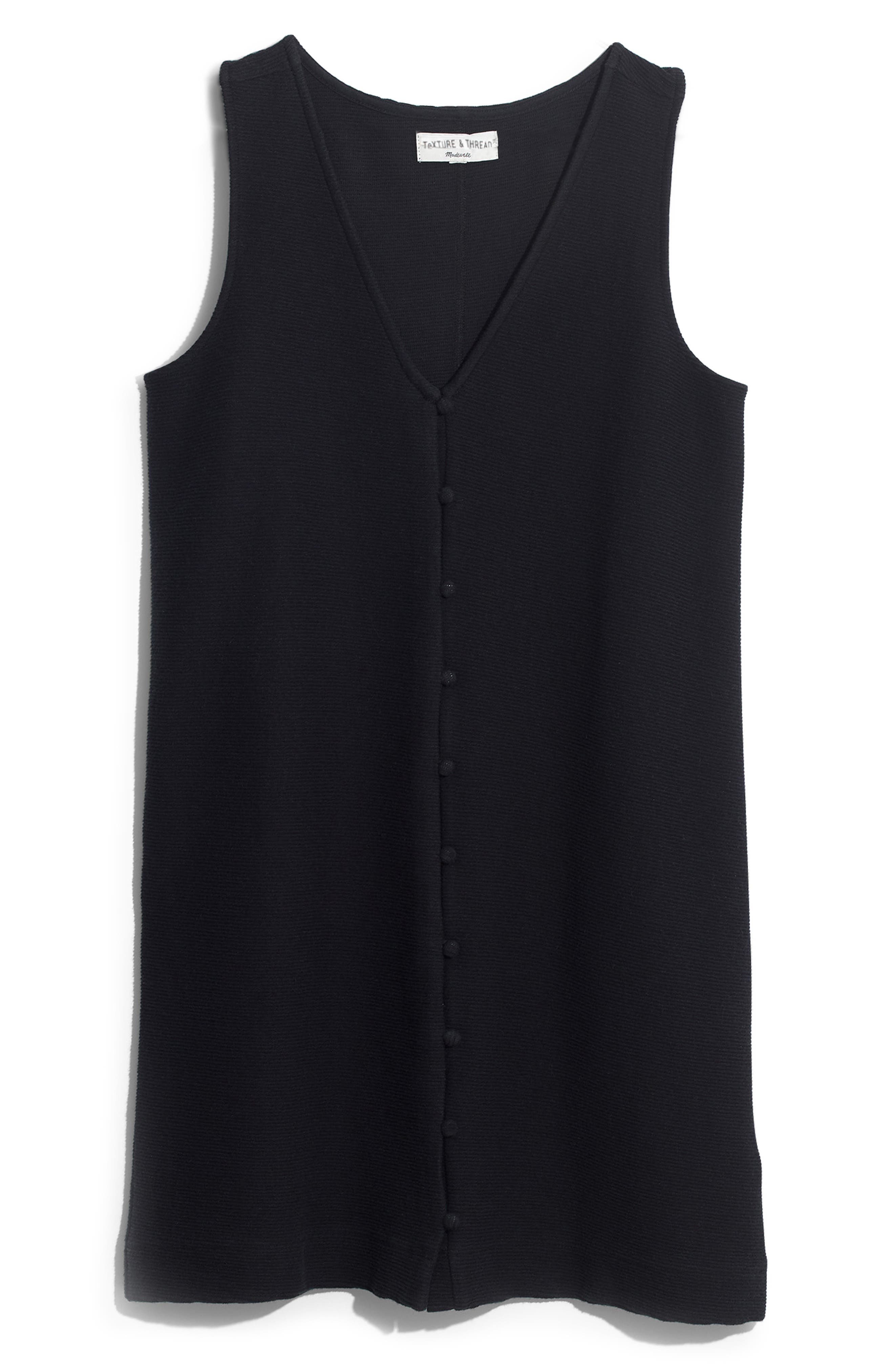 Madewell Texture & Thread Button Front Tank Dress, Black
