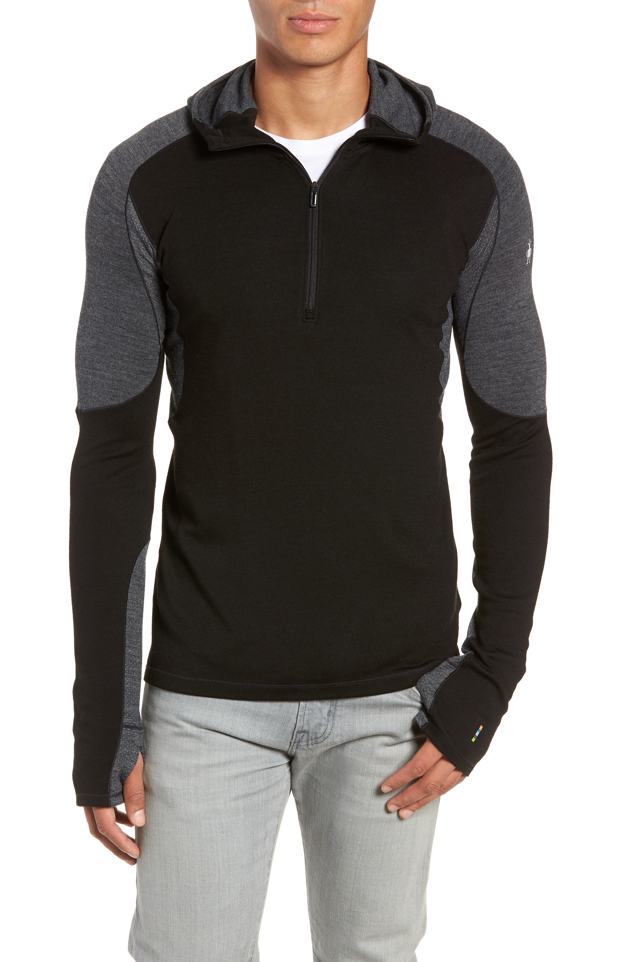 Smartwool Phd Light Merino Wool Blend Hooded Pullover, Black
