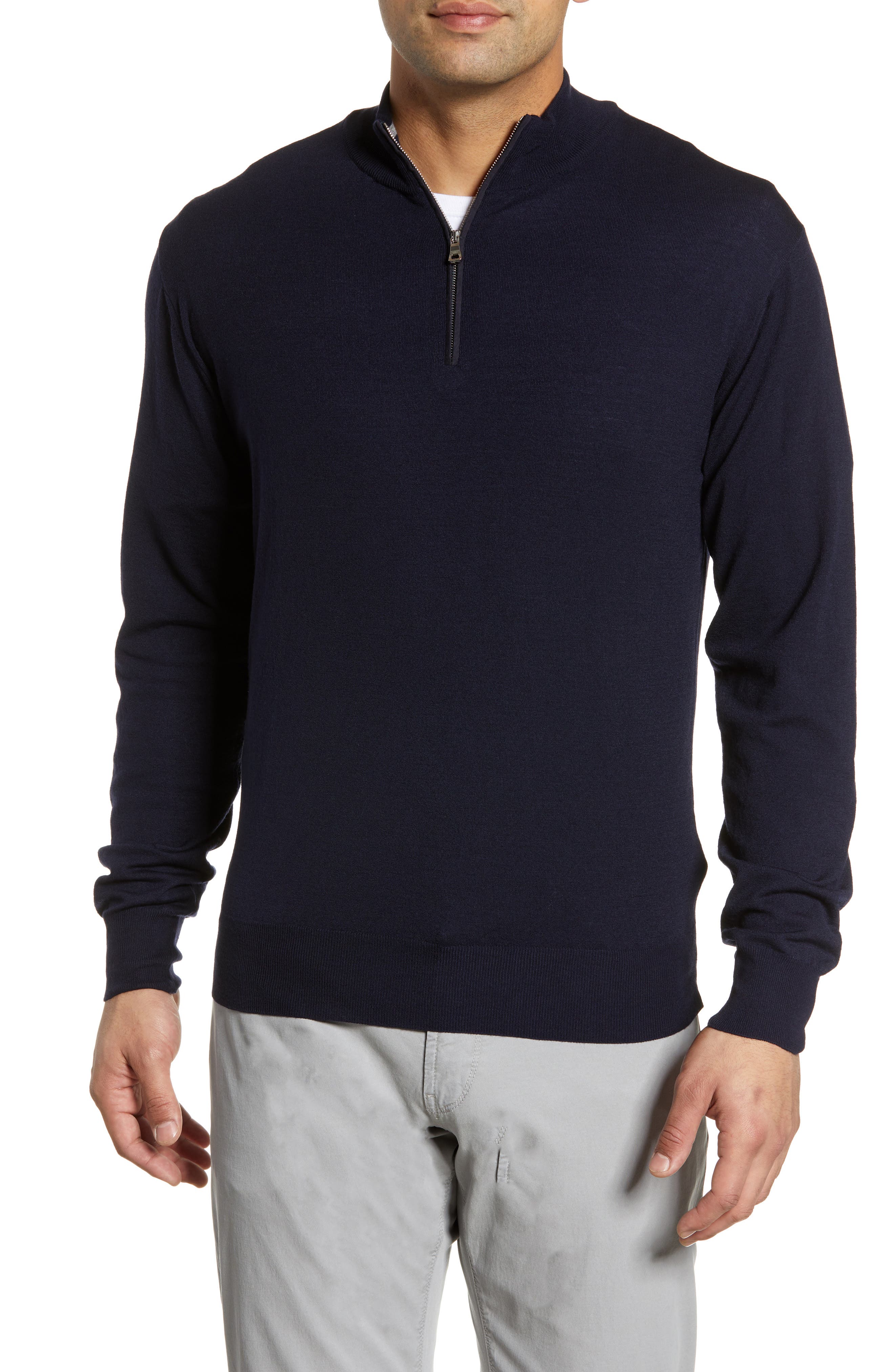 Peter Millar Collection Excursionist Flex Quarter Zip Merino Wool Pullover, Blue