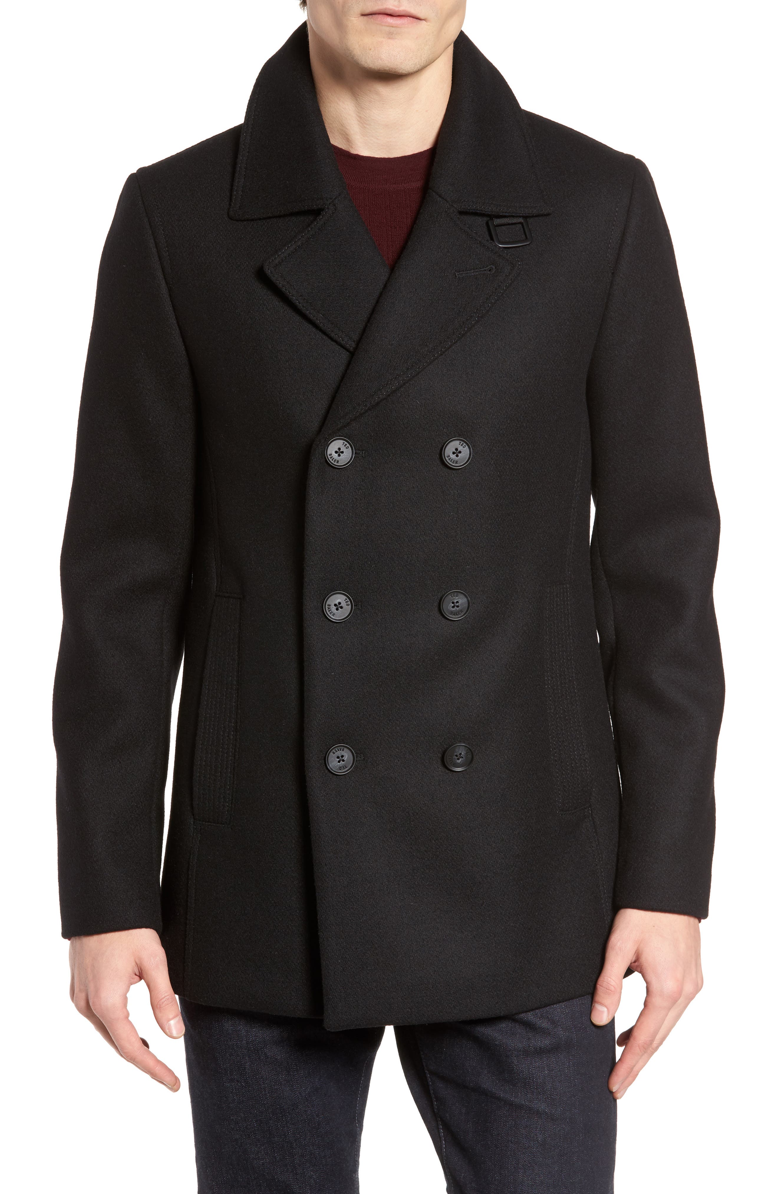 Ted Baker London Zachary Trim Fit Double Breasted Peacoat Nordstrom